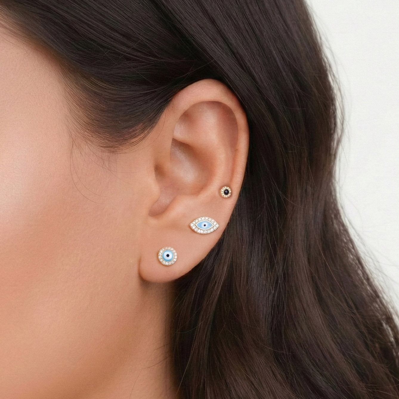 Minimal Evil Eye Earring Stack