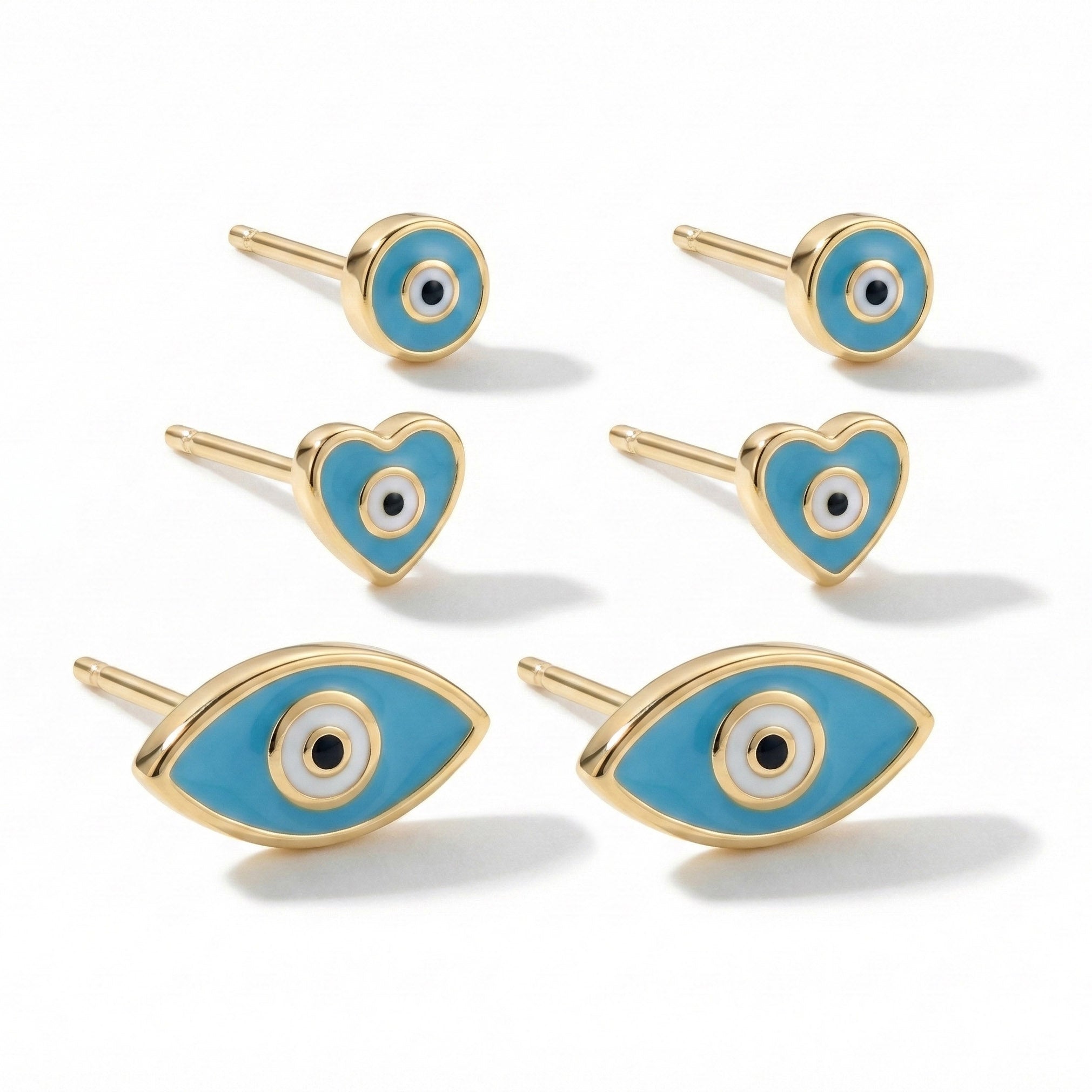 Enamel Evil Eye Earring Stack
