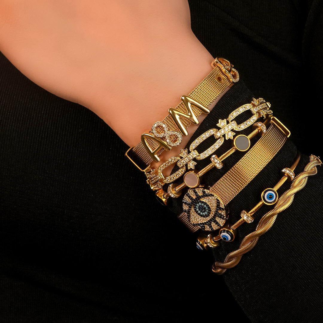 Studded Link Diamond Tennis Bracelet