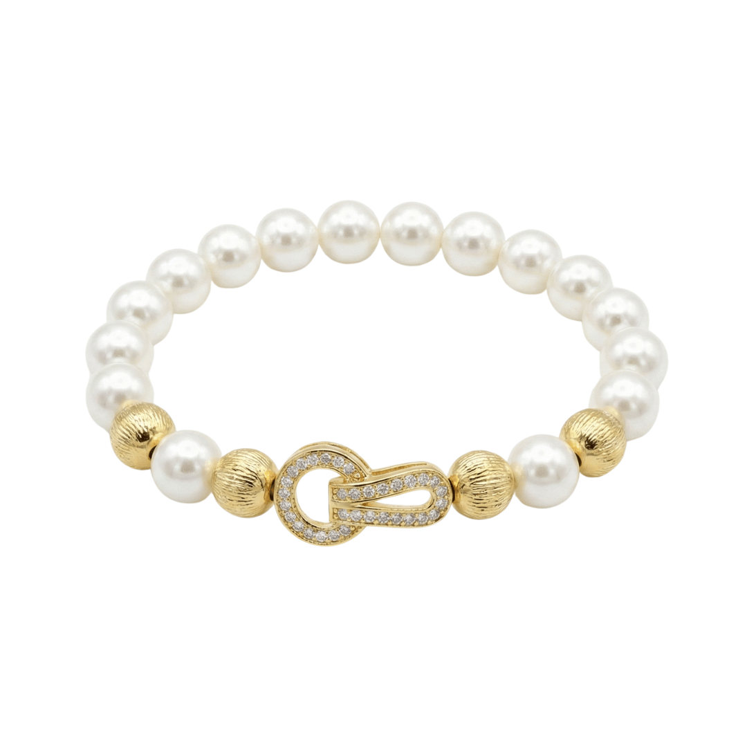 Glimmering Interlock Pearl Bracelet