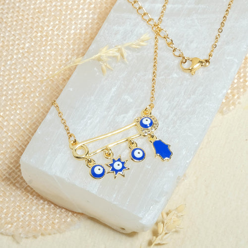 Safety Pin Evil Eye Necklace + Gift Box