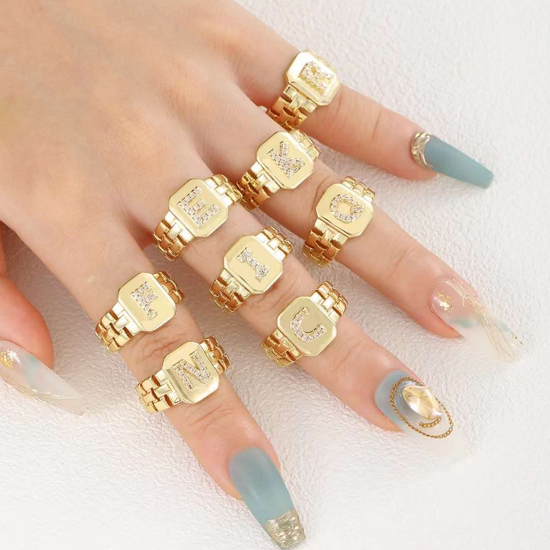 Diamond Initial Studded Ring