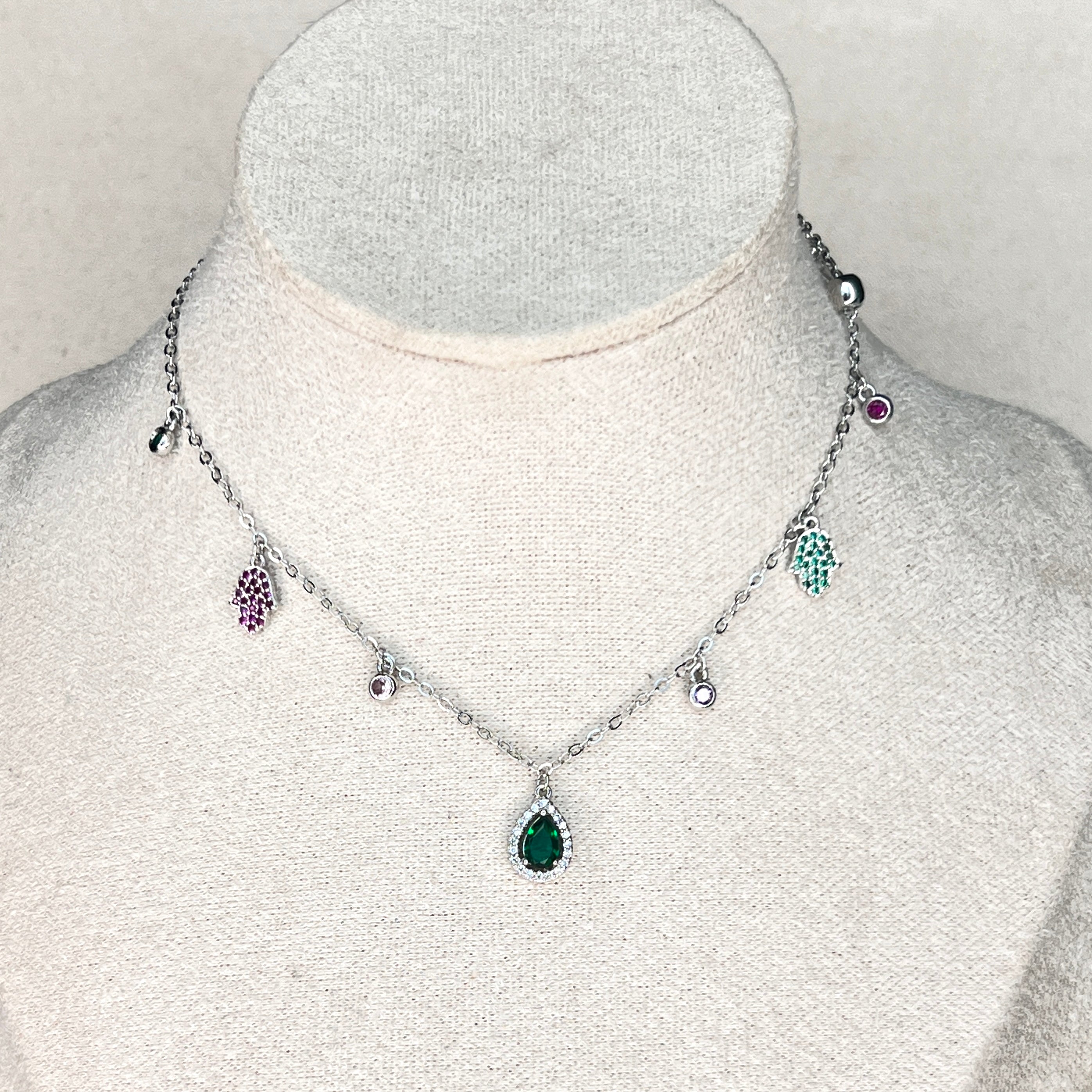 Cosmic Gleam Emerald Charm Choker
