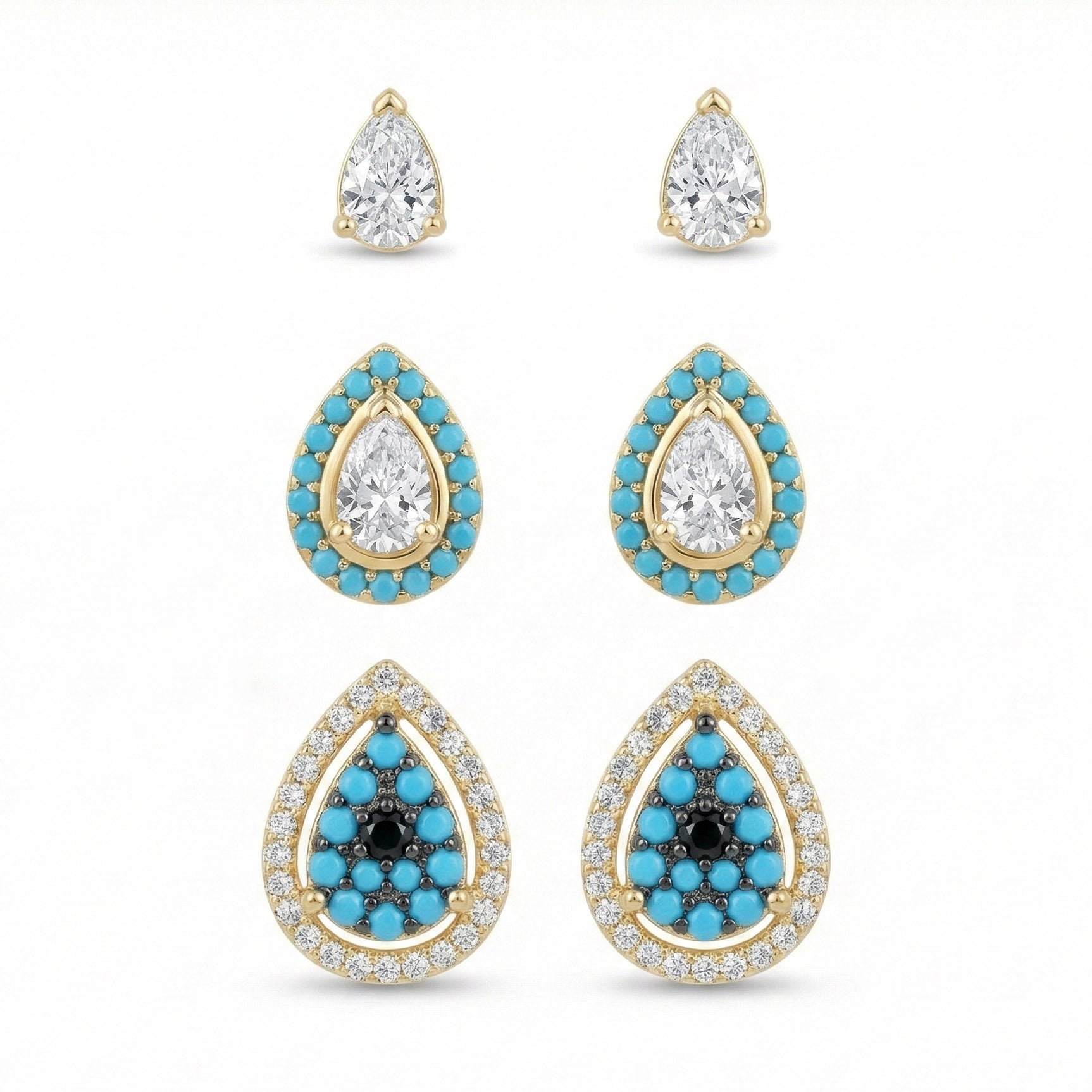 Turquoise Teardrop Earring Stack