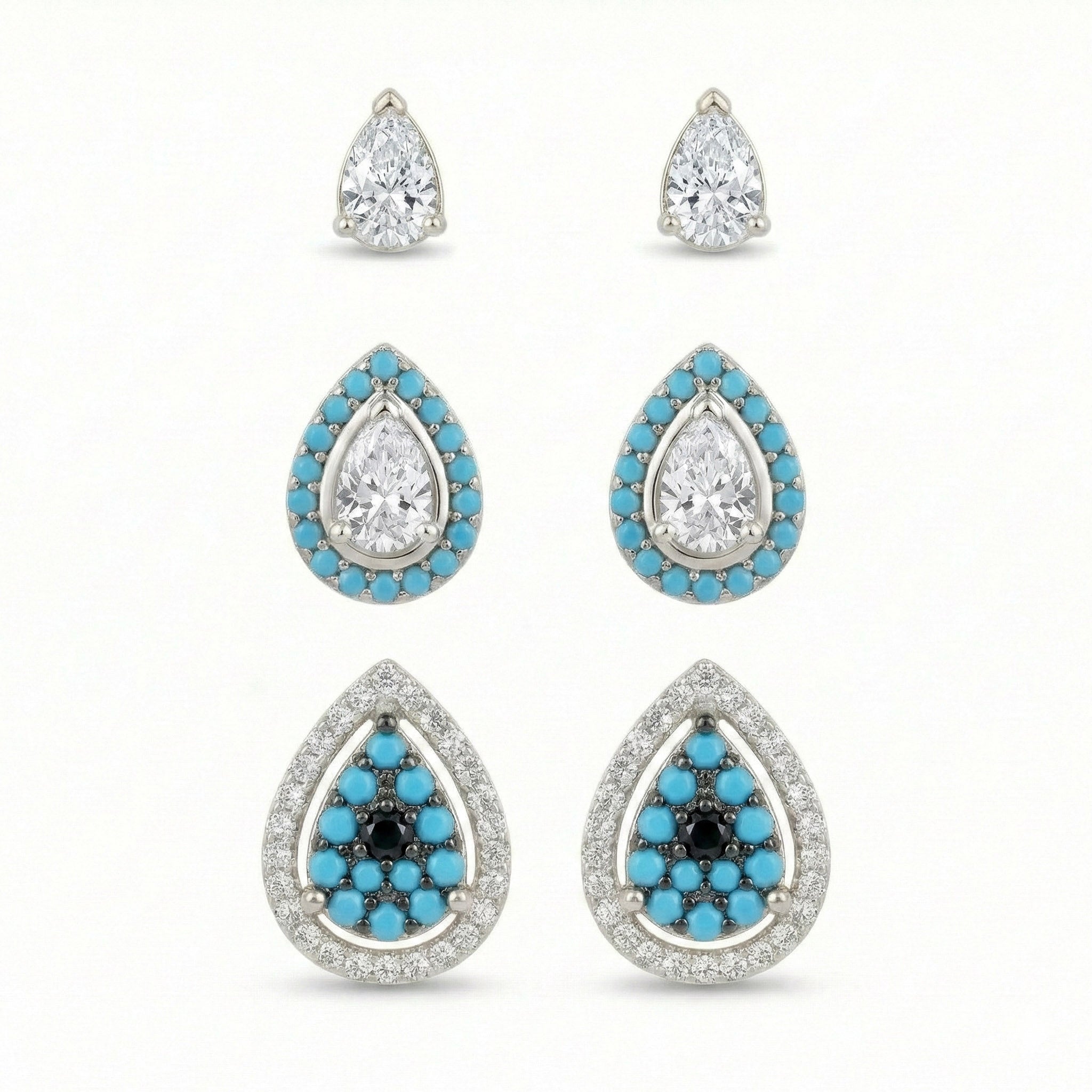Turquoise Teardrop Earring Stack