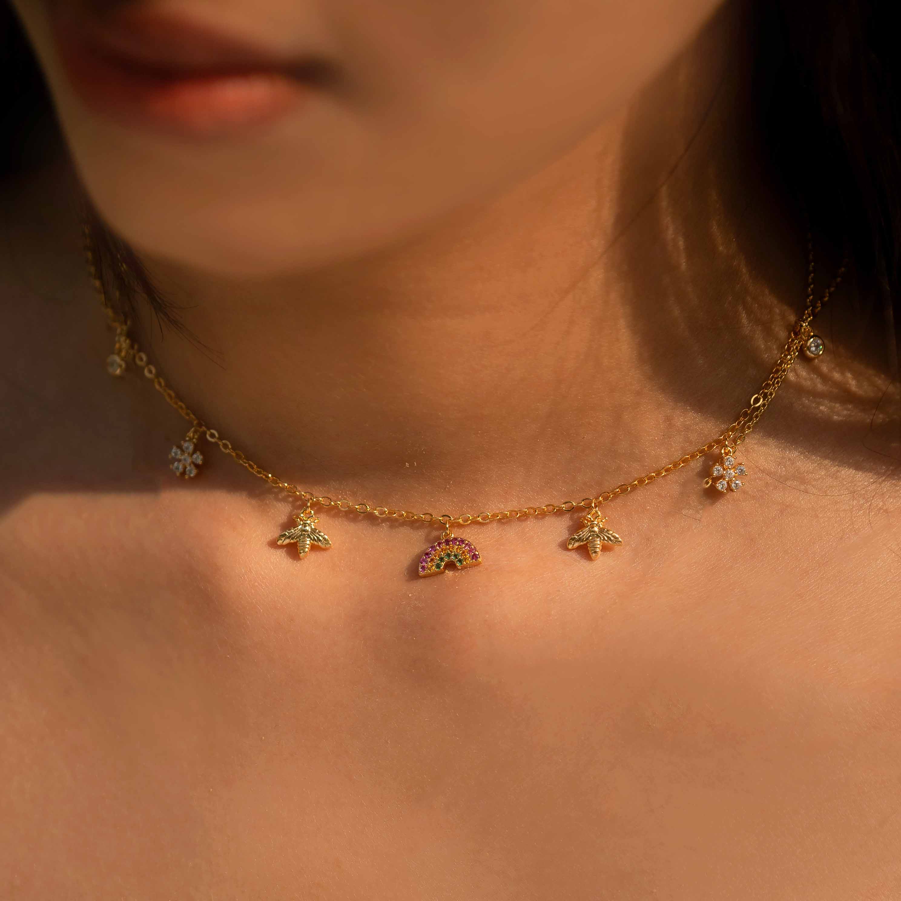 Rainbow Charm Choker
