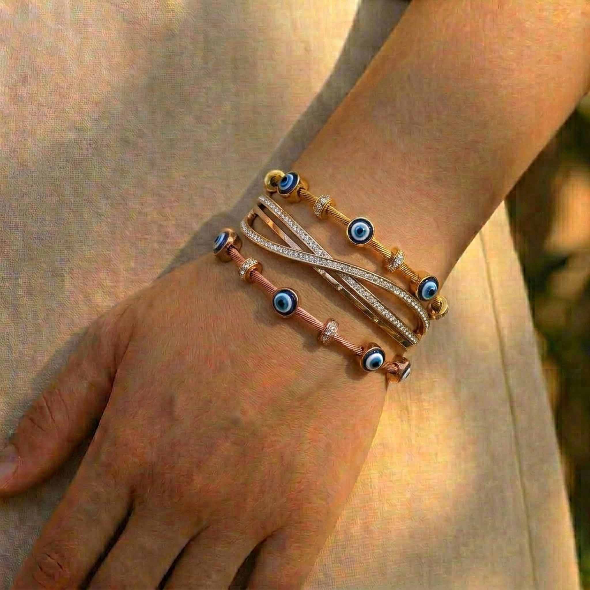 Intertwined Evil Eye Bangle Stack (30% OFF)