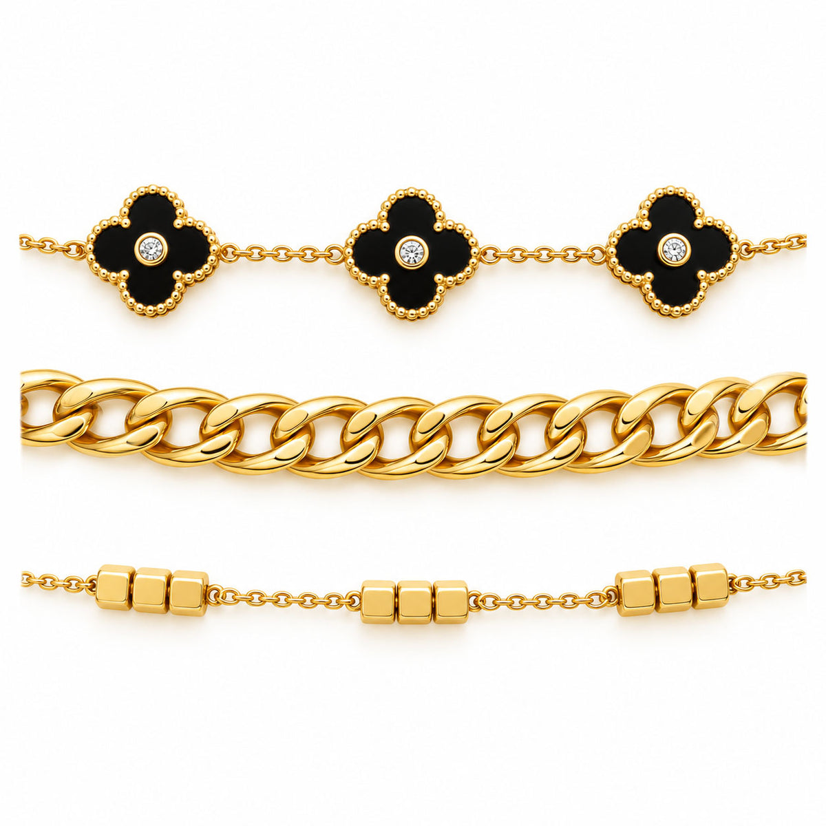 Noir Bloom Bracelet Stack