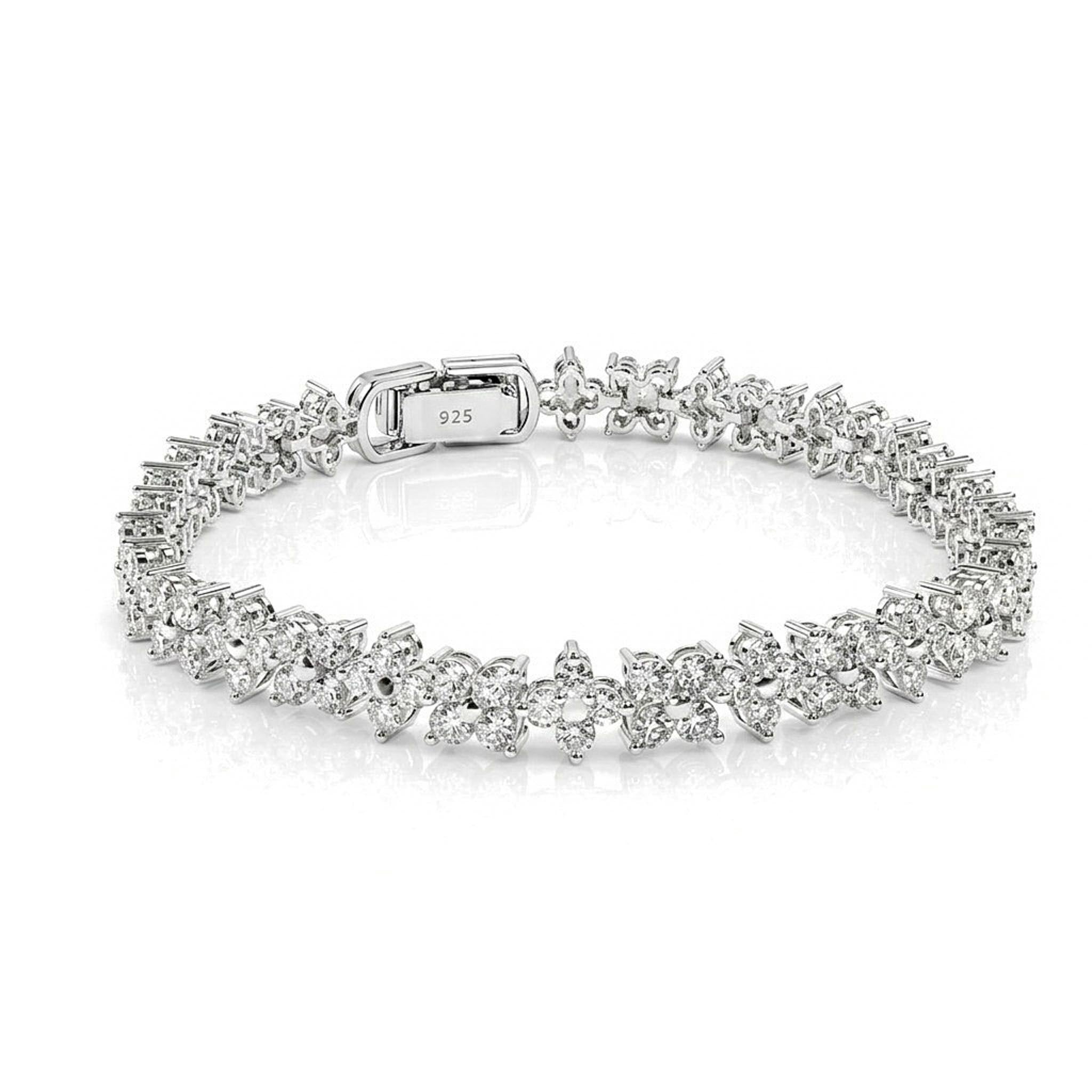 Butterfly Bloom 925 Sterling Silver Bracelet featuring a continuous row of sparkling butterfly-shaped links adorned with brilliant stones