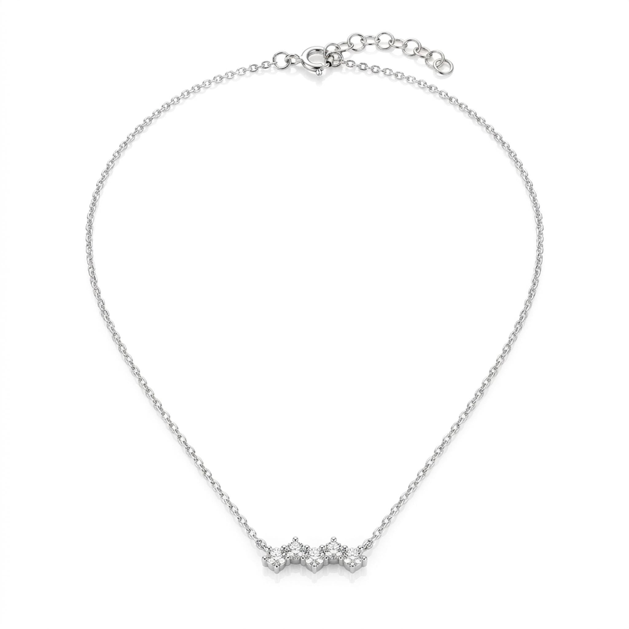 Cascade 925 sterling silver necklace with three crystal flower cluster accents