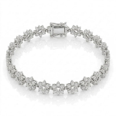 Celestial Flower Tennis 925 Sterling Silver Bracelet