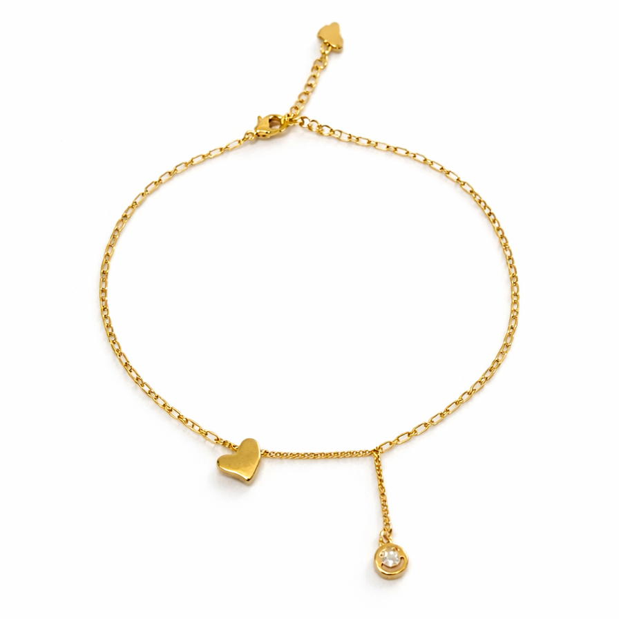 Dainty Heart Drop Anklet