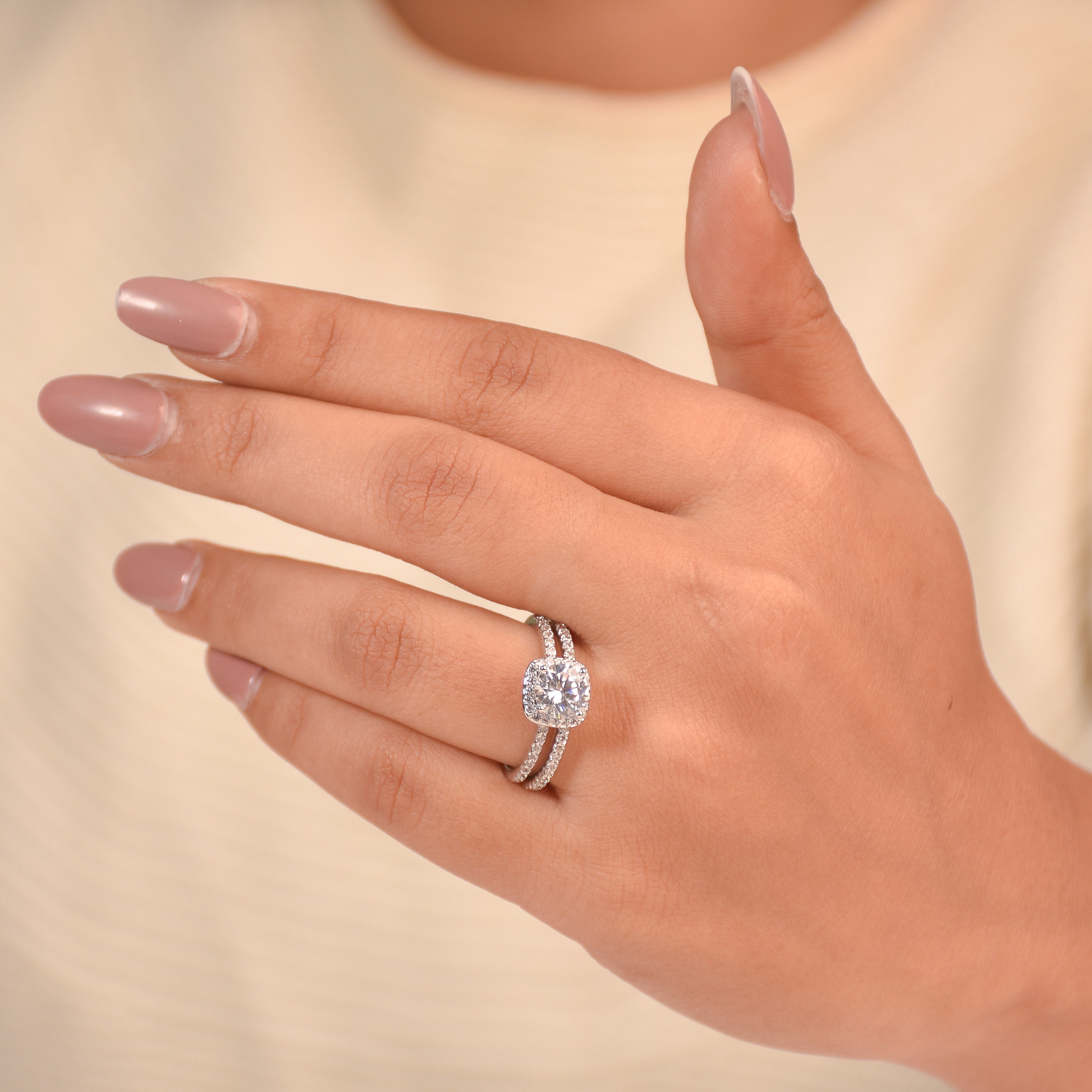 Square Diamond Ring Set