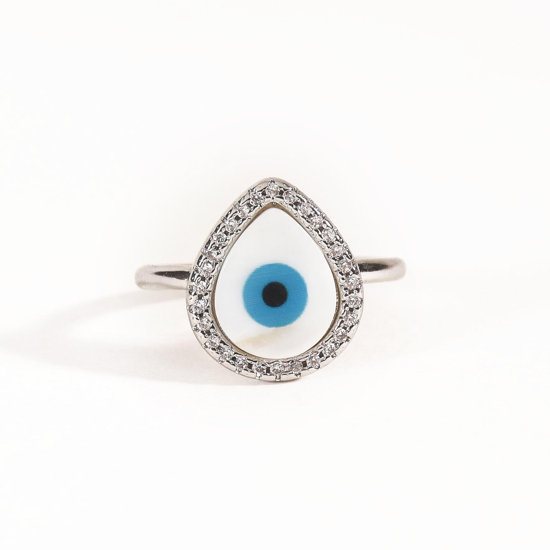 Pear Studded Evil Eye Ring