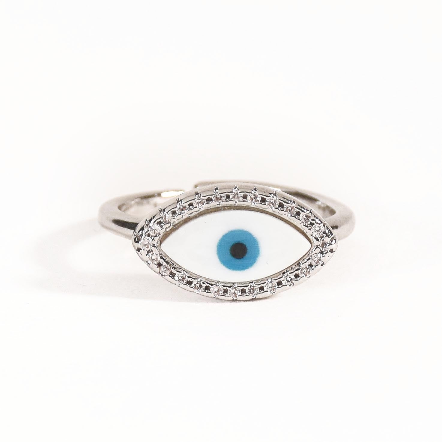 Eye-Shaped Studded Evil Eye Ring