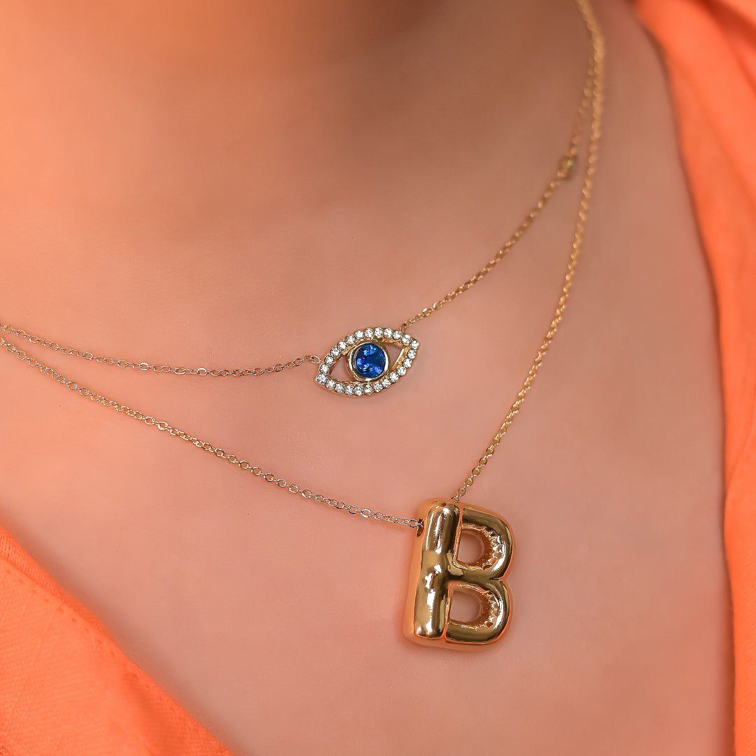 Dainty Evil Eye Studded Necklace