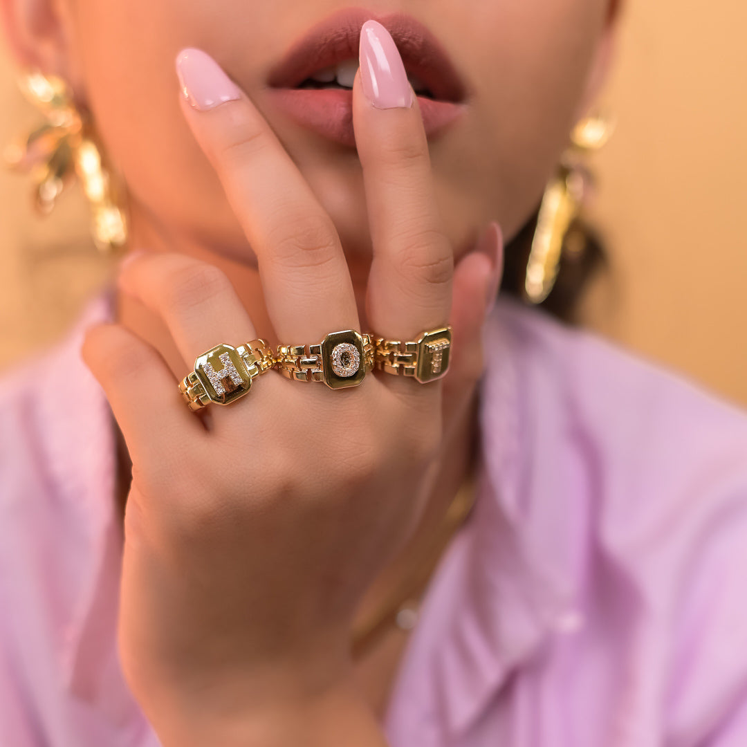 Diamond Initial Studded Ring