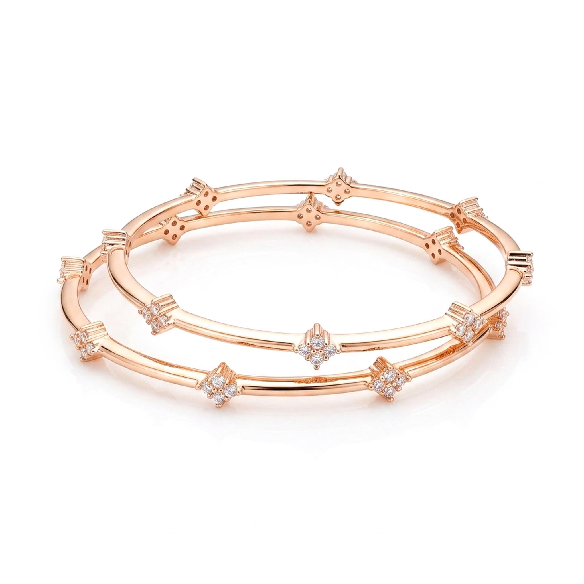 Crystal Bloom demi-fine anti-tarnish bangle with sparkling floral crystal design.