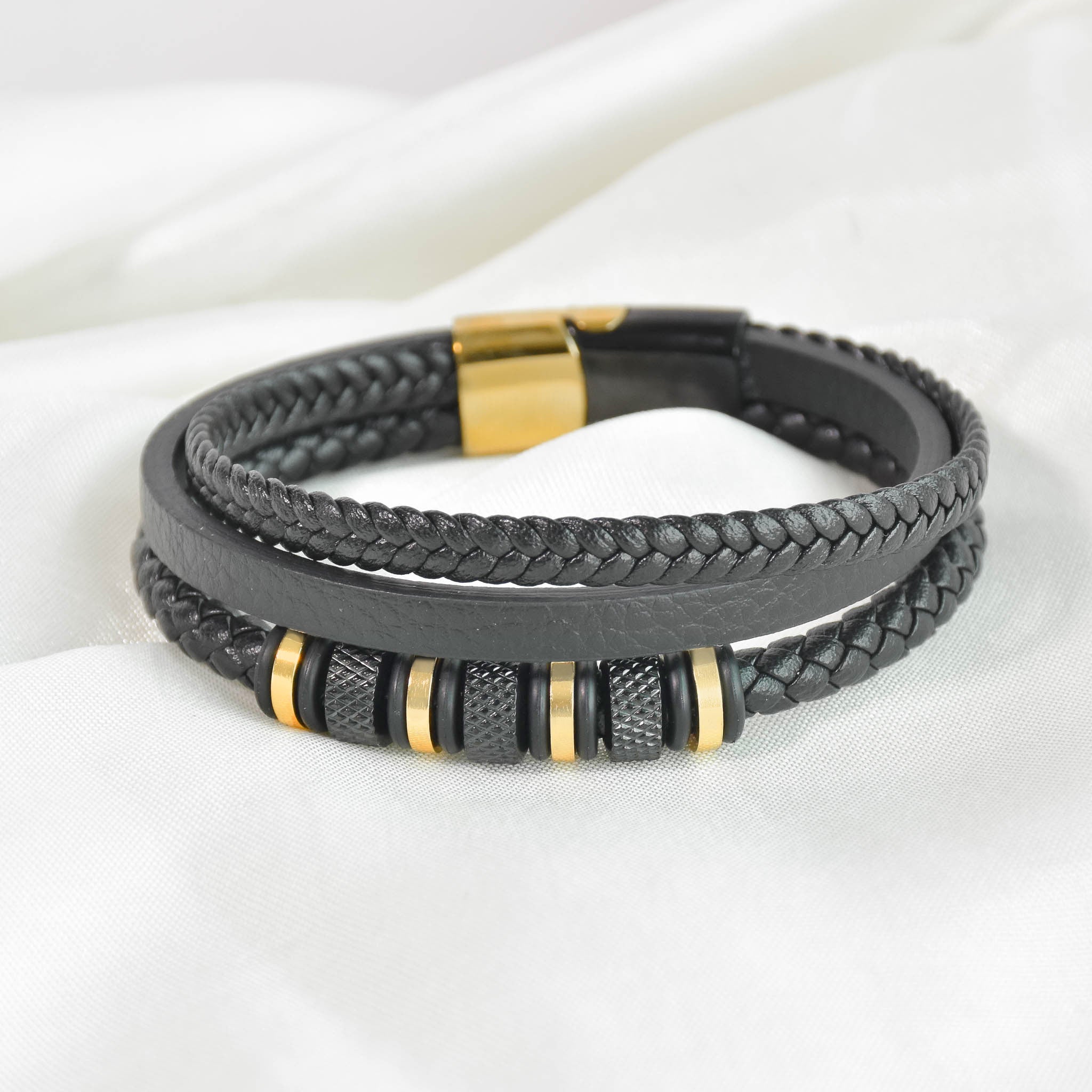 Noir Gold Multi-Strand Men Bracelet