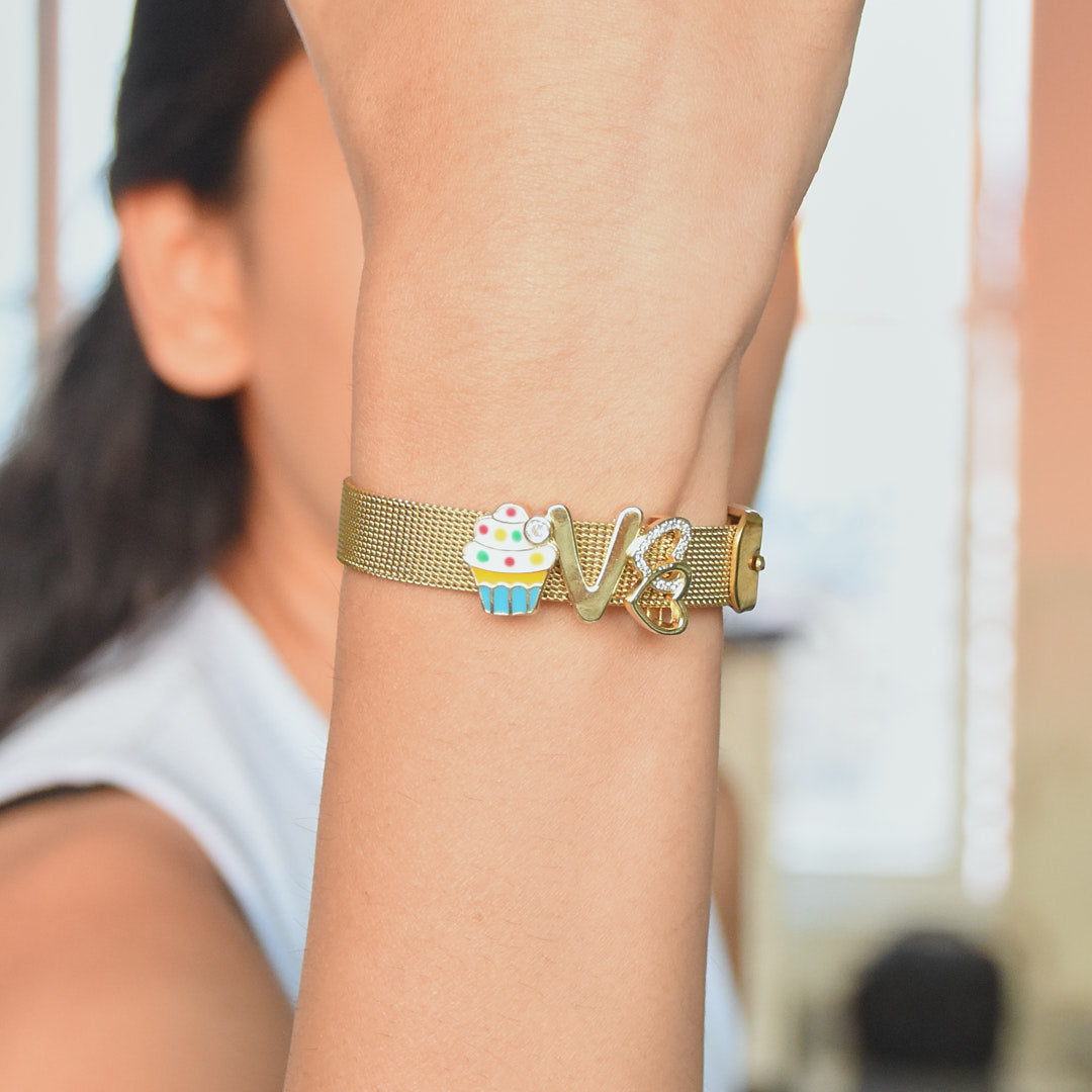 Gold Watch Band Bracelet | Personalised name for everyday wear