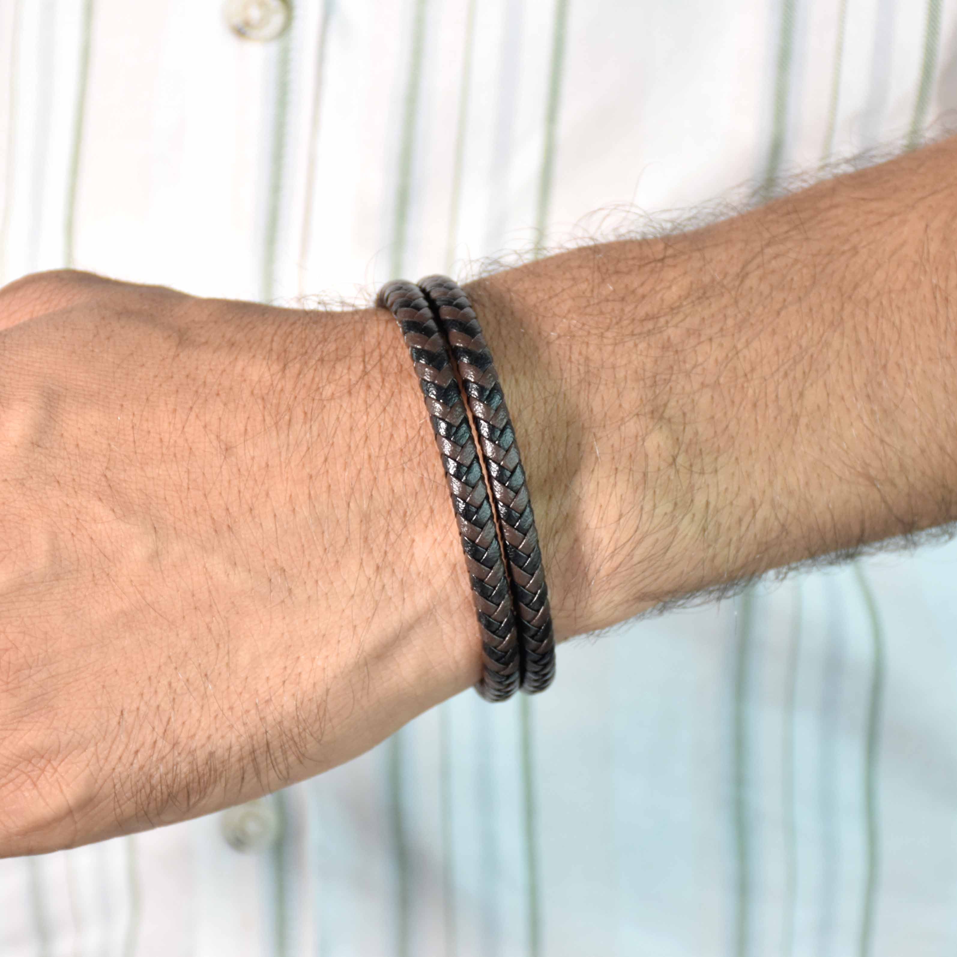 Braided Dual-Tone Men Bracelet