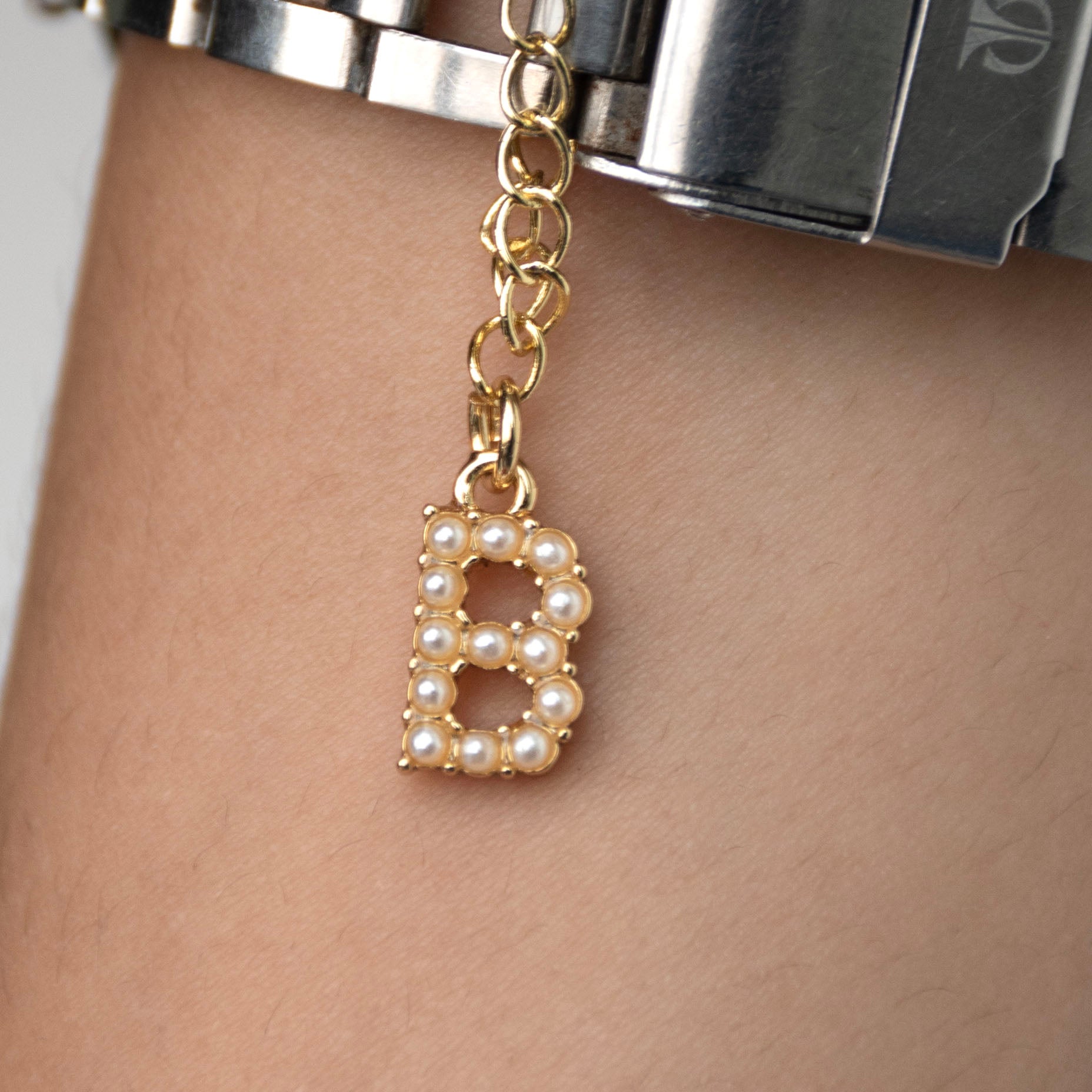 Initial Pearl Watch Charm