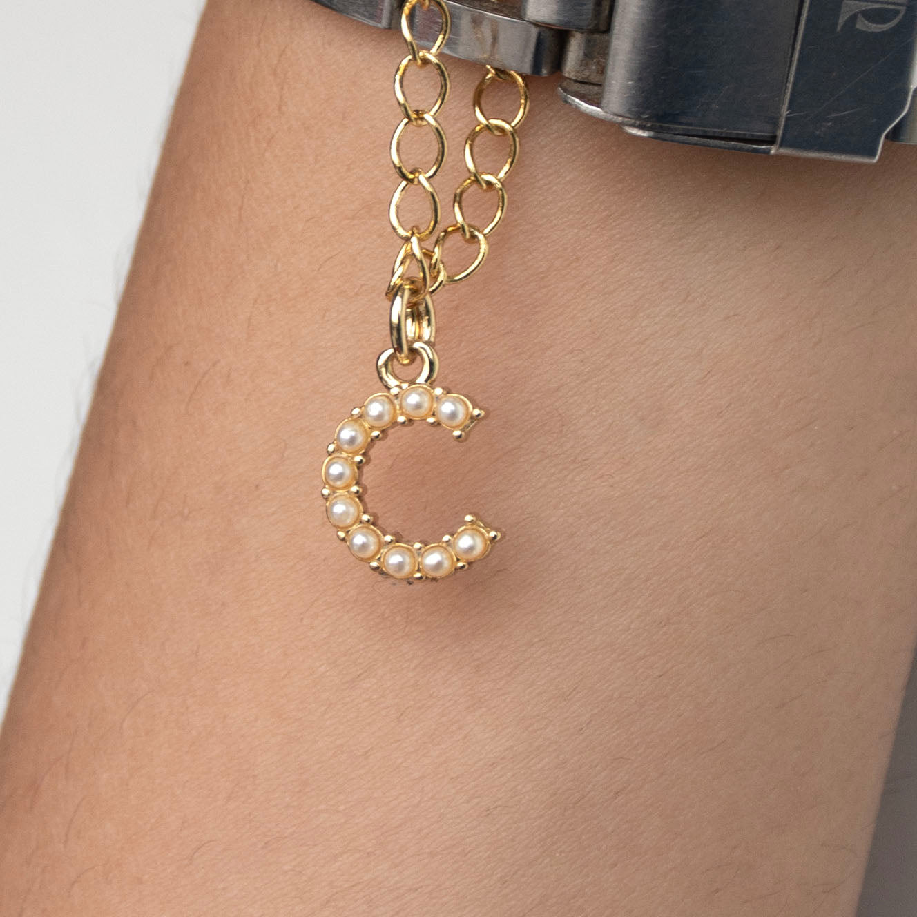 Initial Pearl Watch Charm