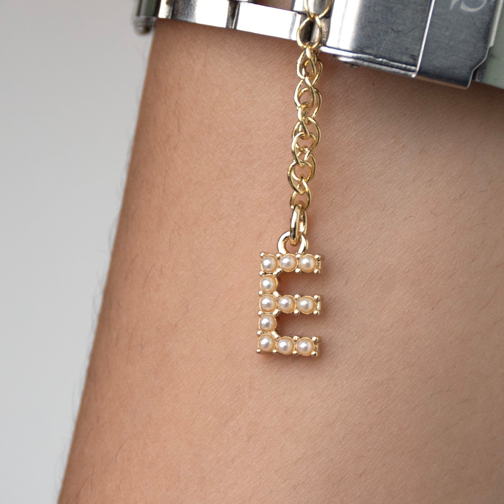 Initial Pearl Watch Charm