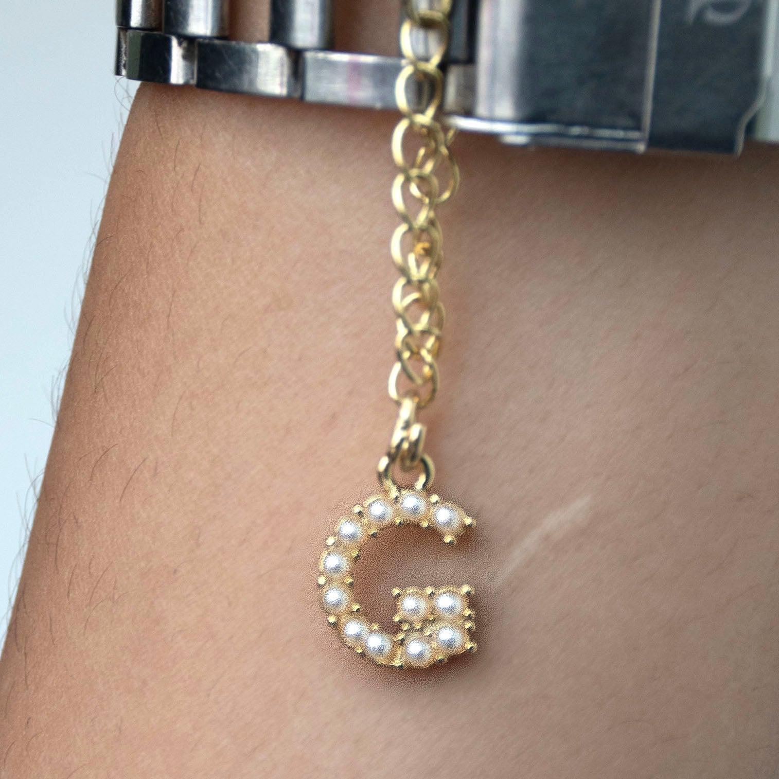Initial Pearl Watch Charm