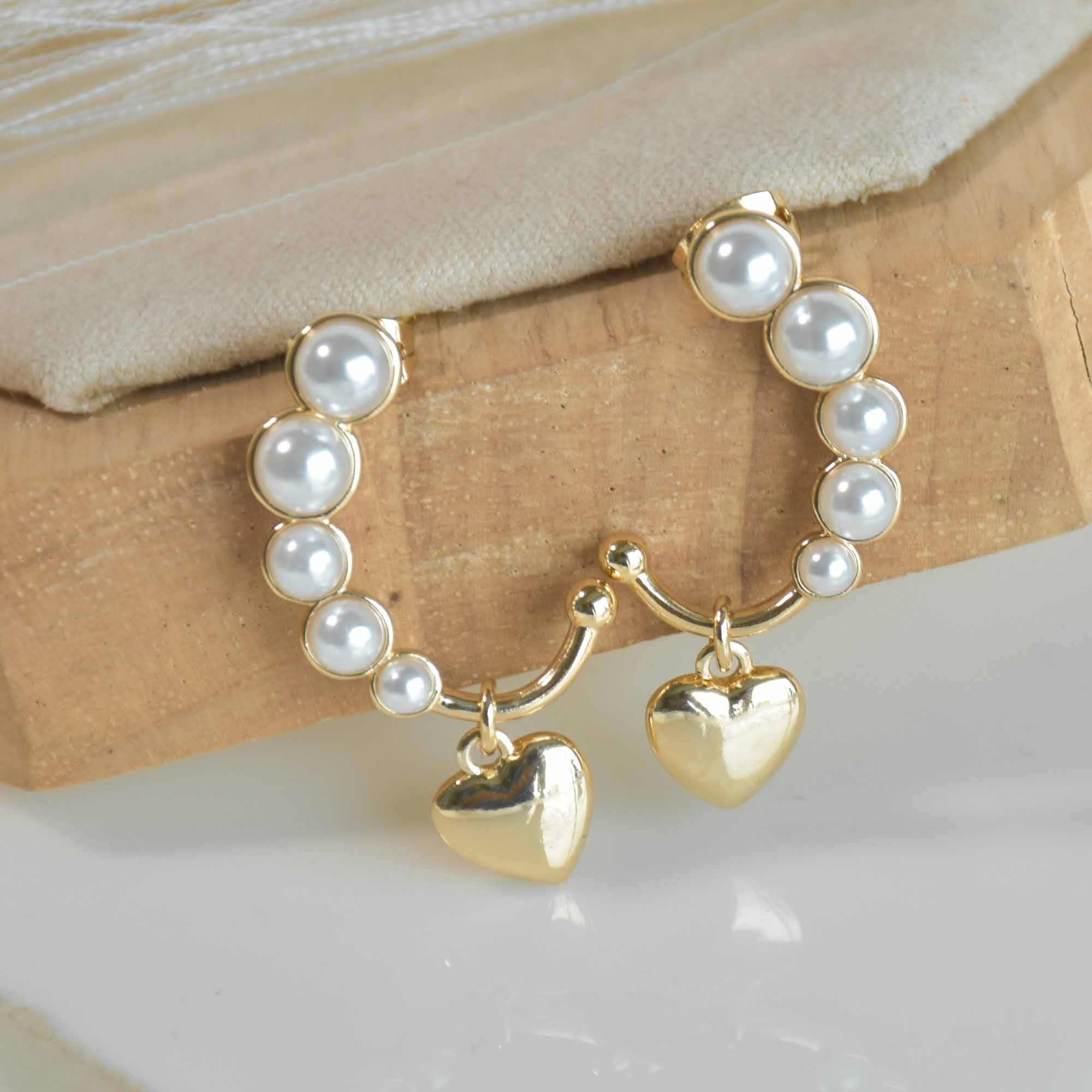 Heart Drop Pearl Earrings