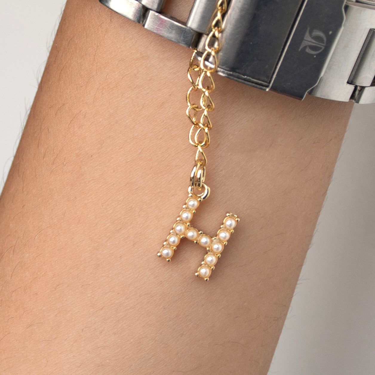 Initial Pearl Watch Charm
