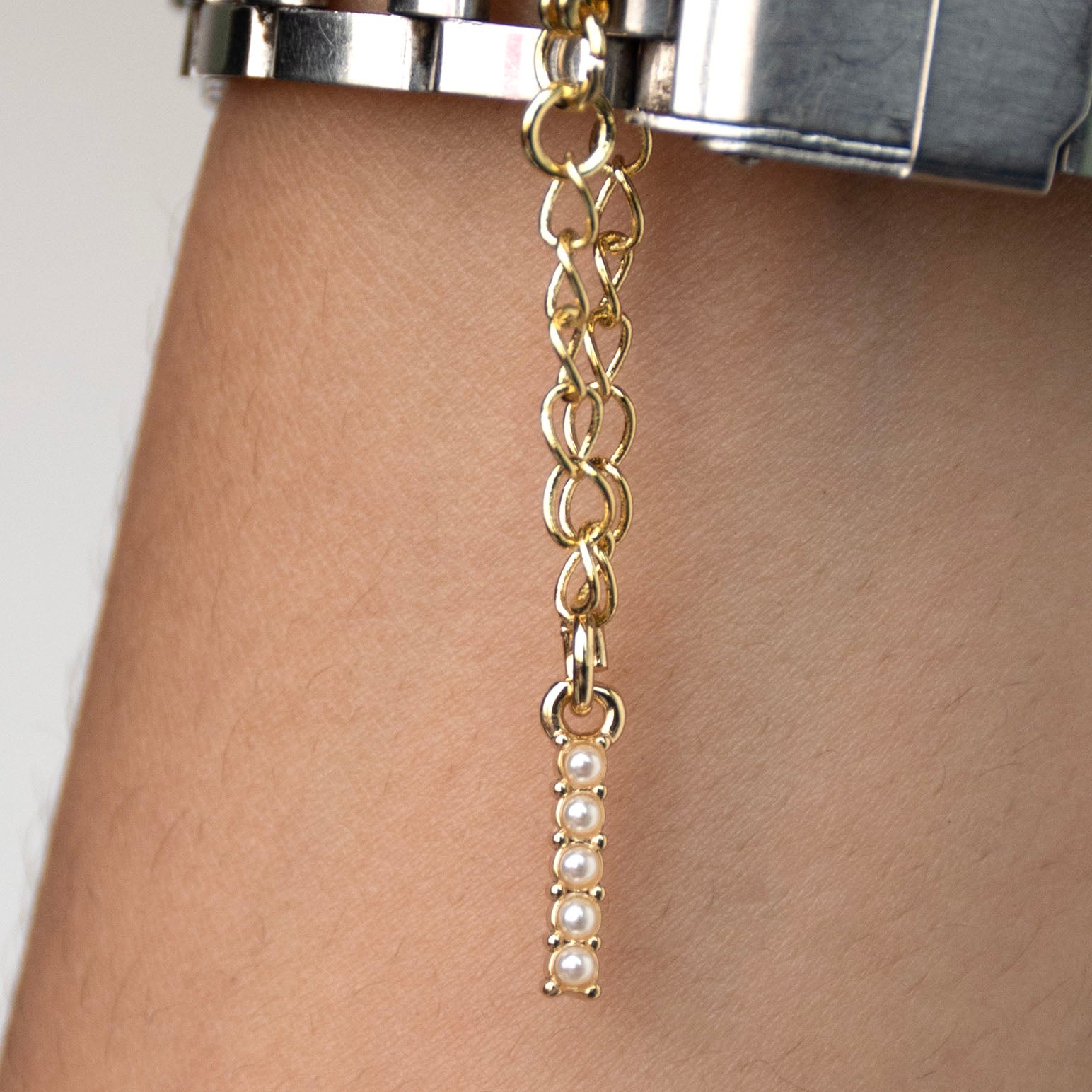 Initial Pearl Watch Charm