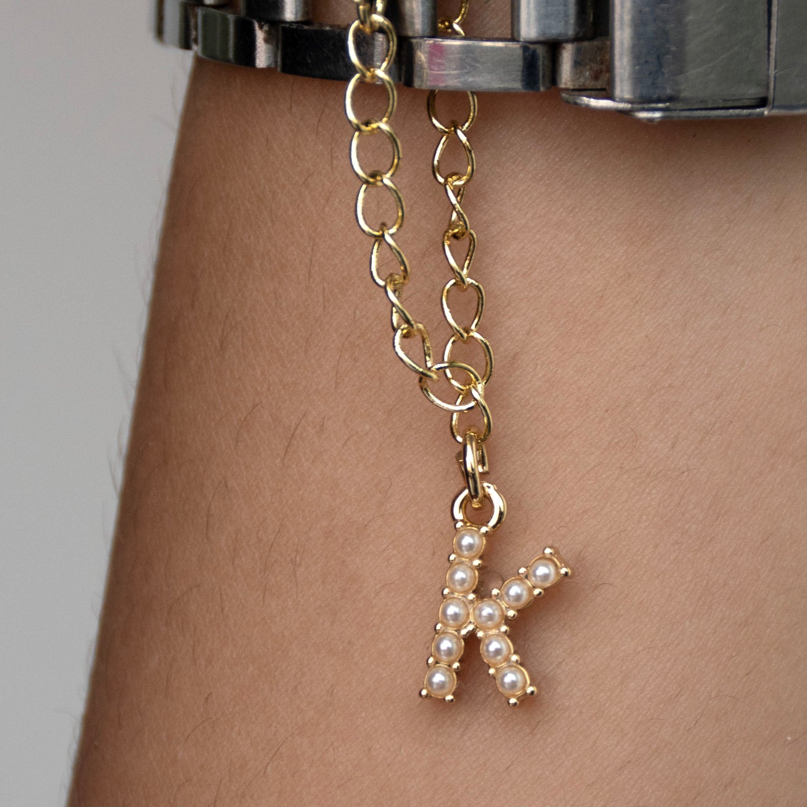 Initial Pearl Watch Charm