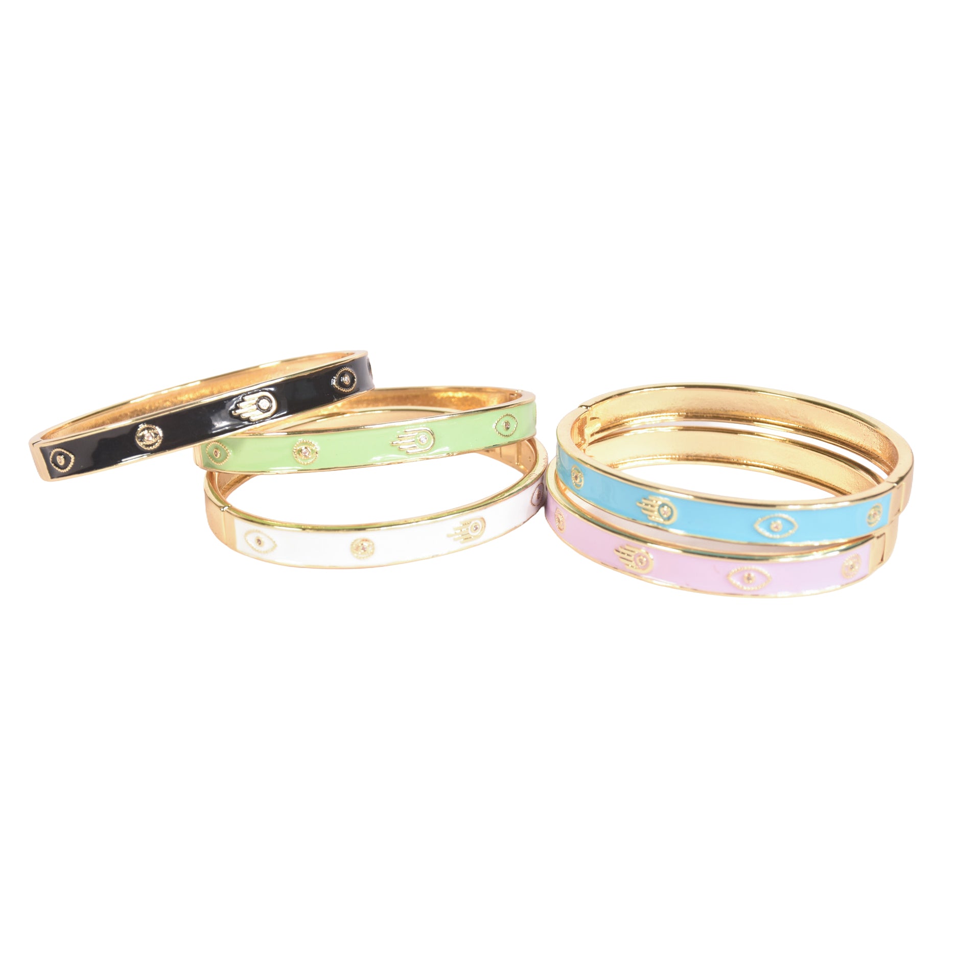 Pastel Hamsa Evil Eye Bangle