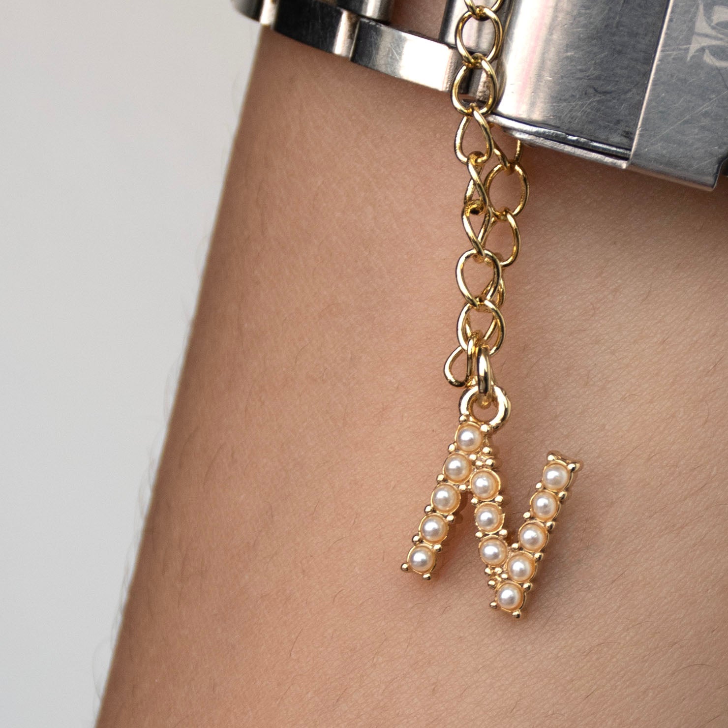 Initial Pearl Watch Charm