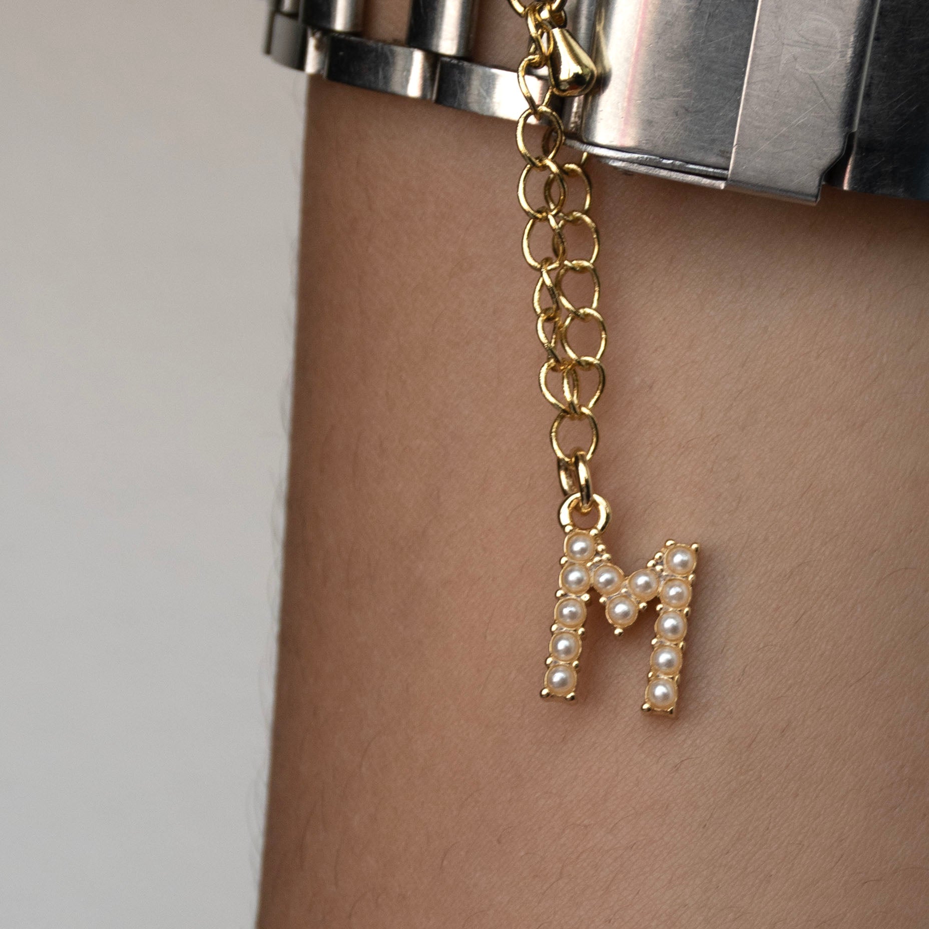Initial Pearl Watch Charm