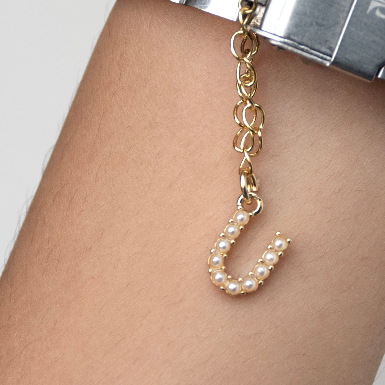 Initial Pearl Watch Charm