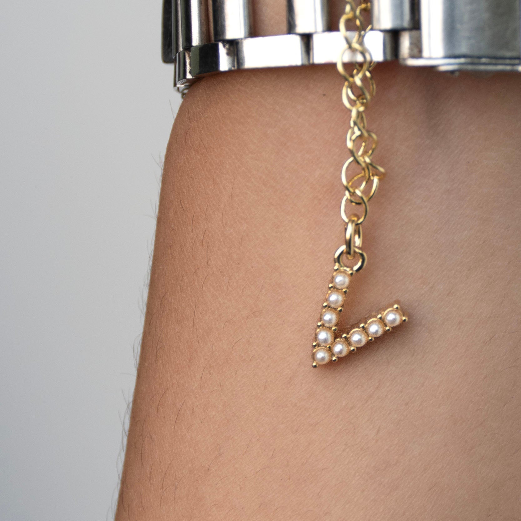 Initial Pearl Watch Charm
