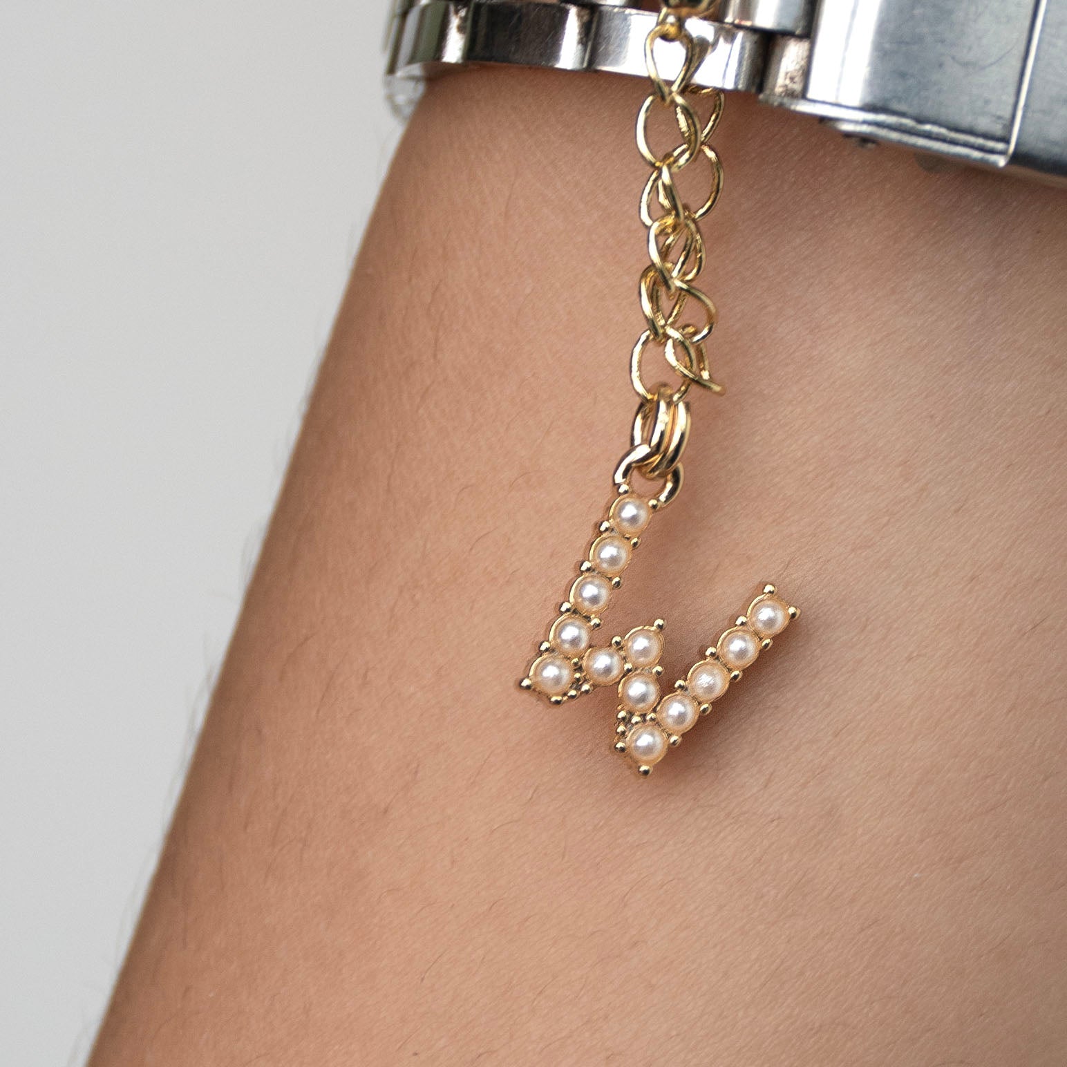Initial Pearl Watch Charm