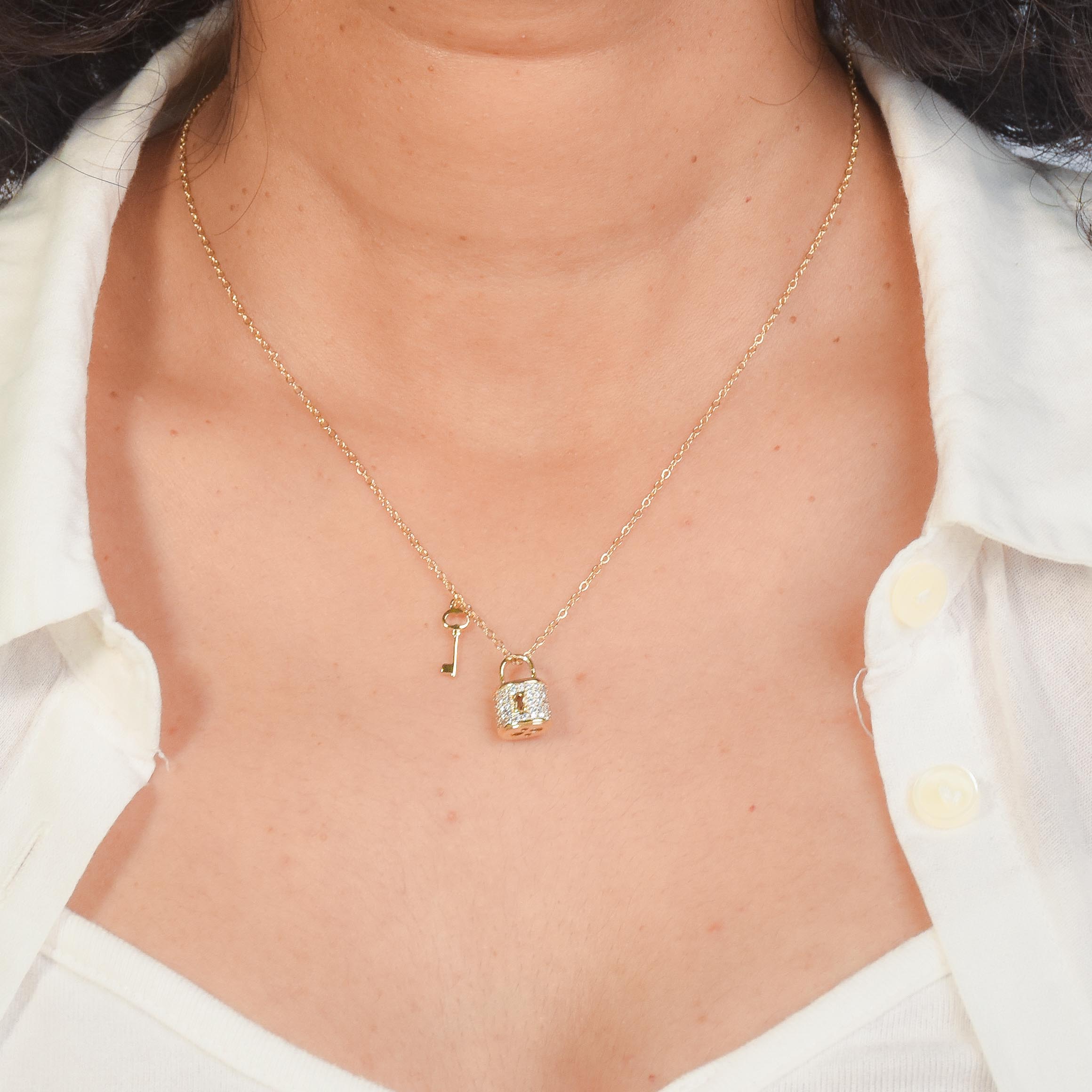Dainty Lock & Key Necklace