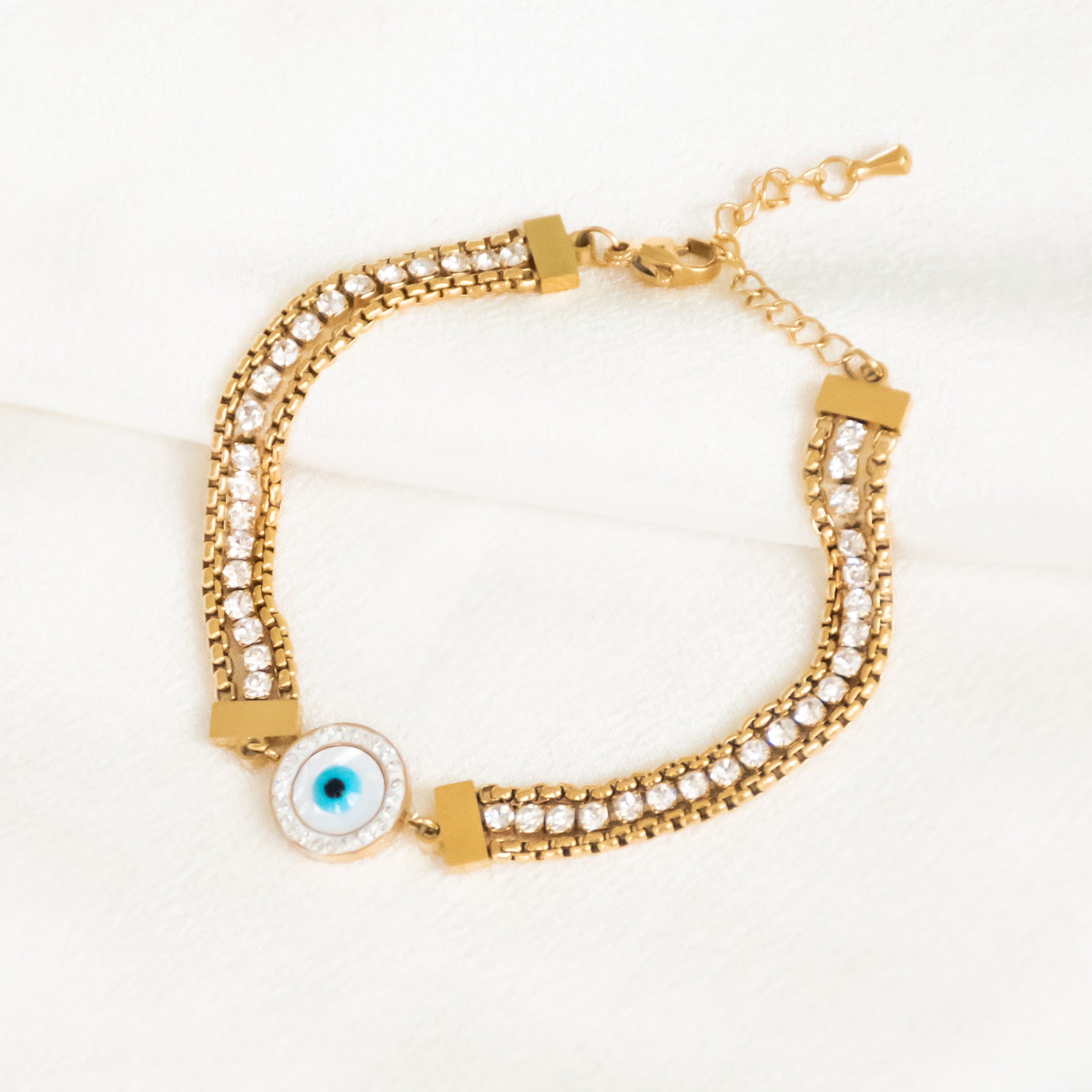Round Evil Eye Triple Line Bracelet