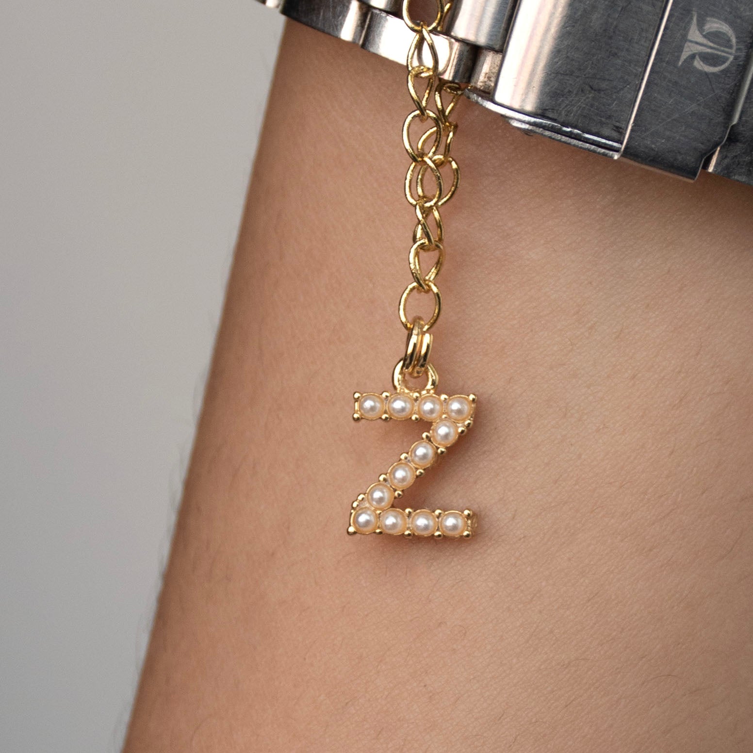 Initial Pearl Watch Charm