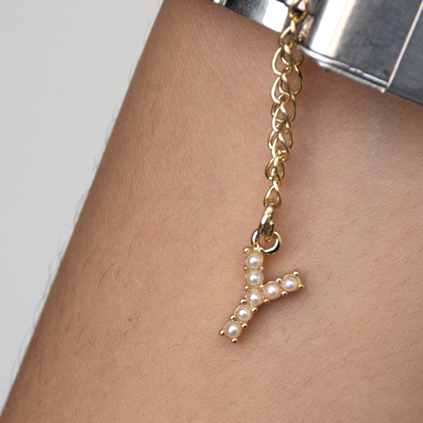 Initial Pearl Watch Charm