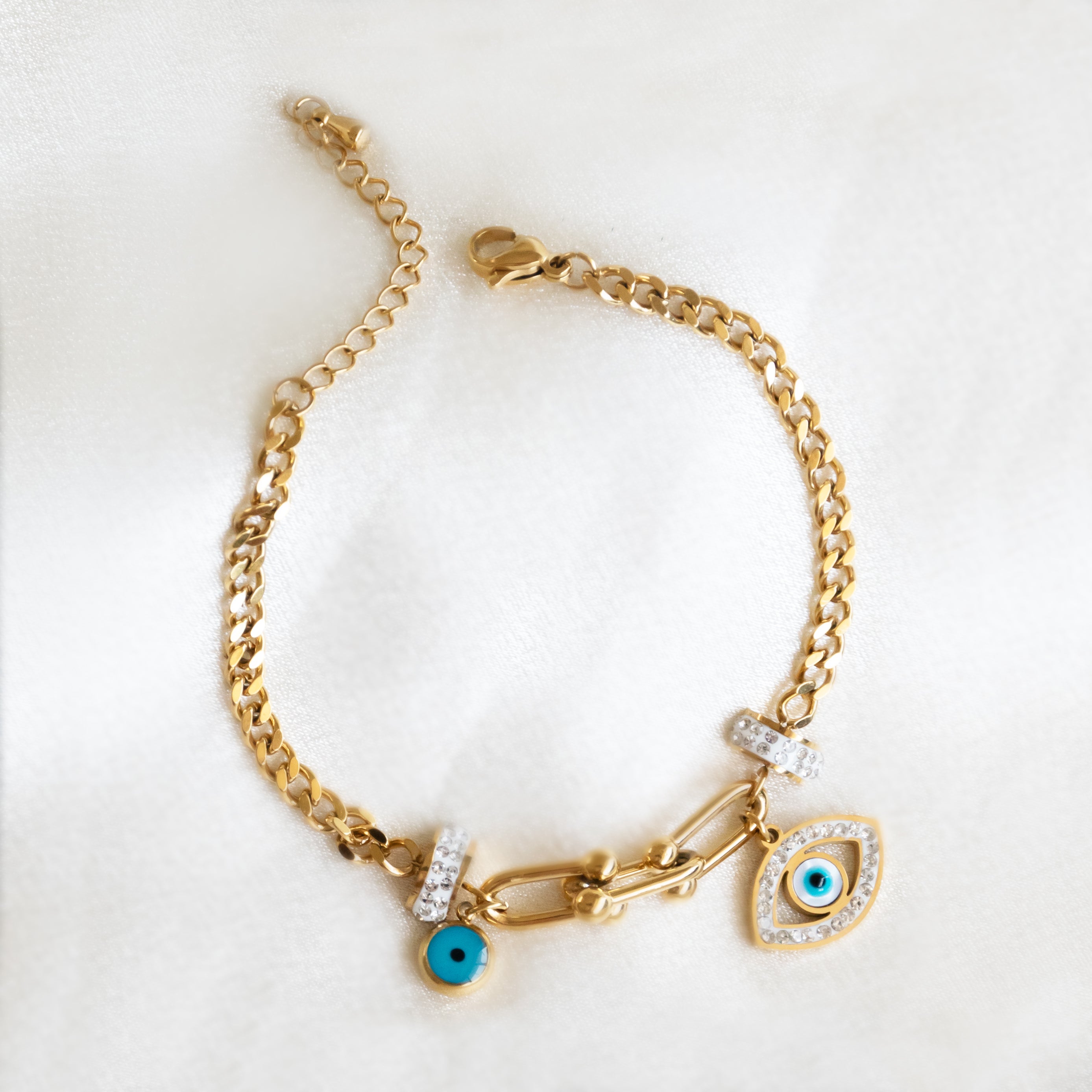 Buckle Dangling Evil Eye Bracelet