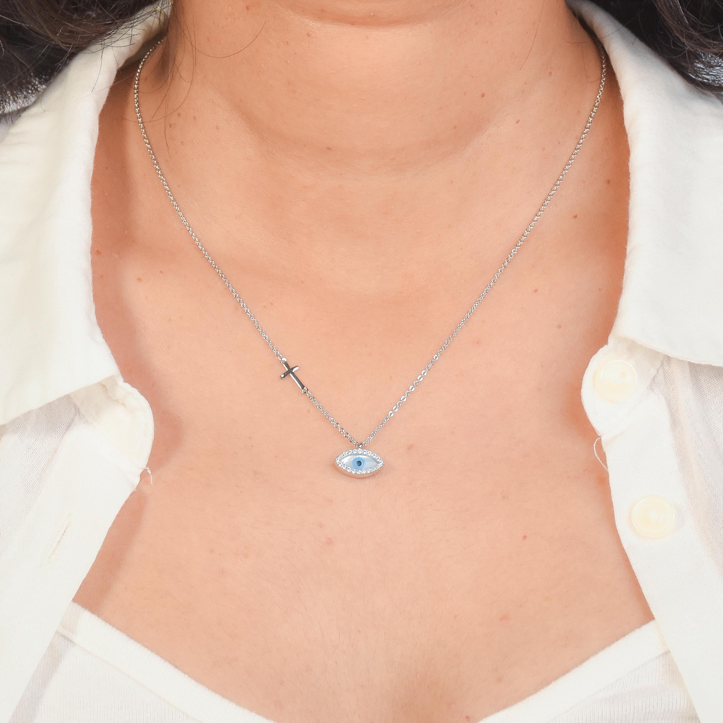 Divine Evil Eye & Cross Necklace