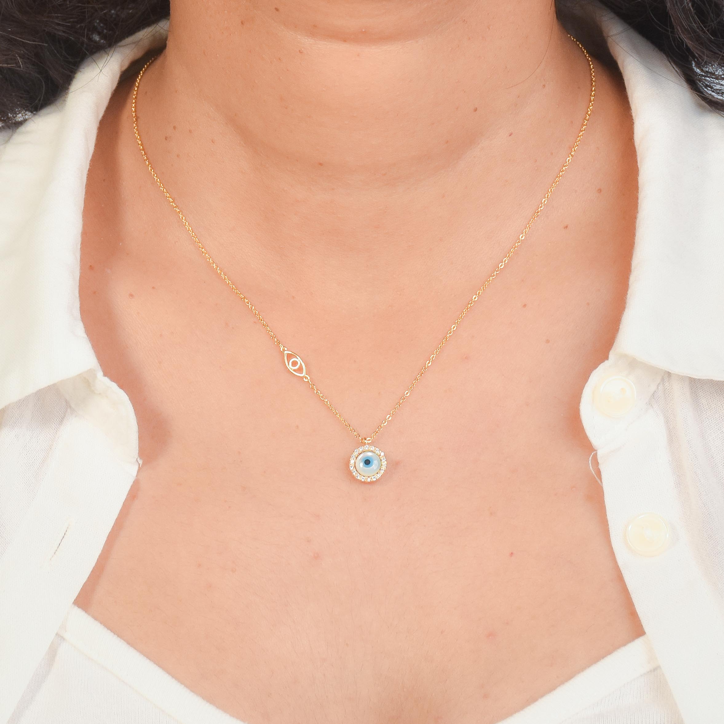 Minimal Evil Eye Necklace