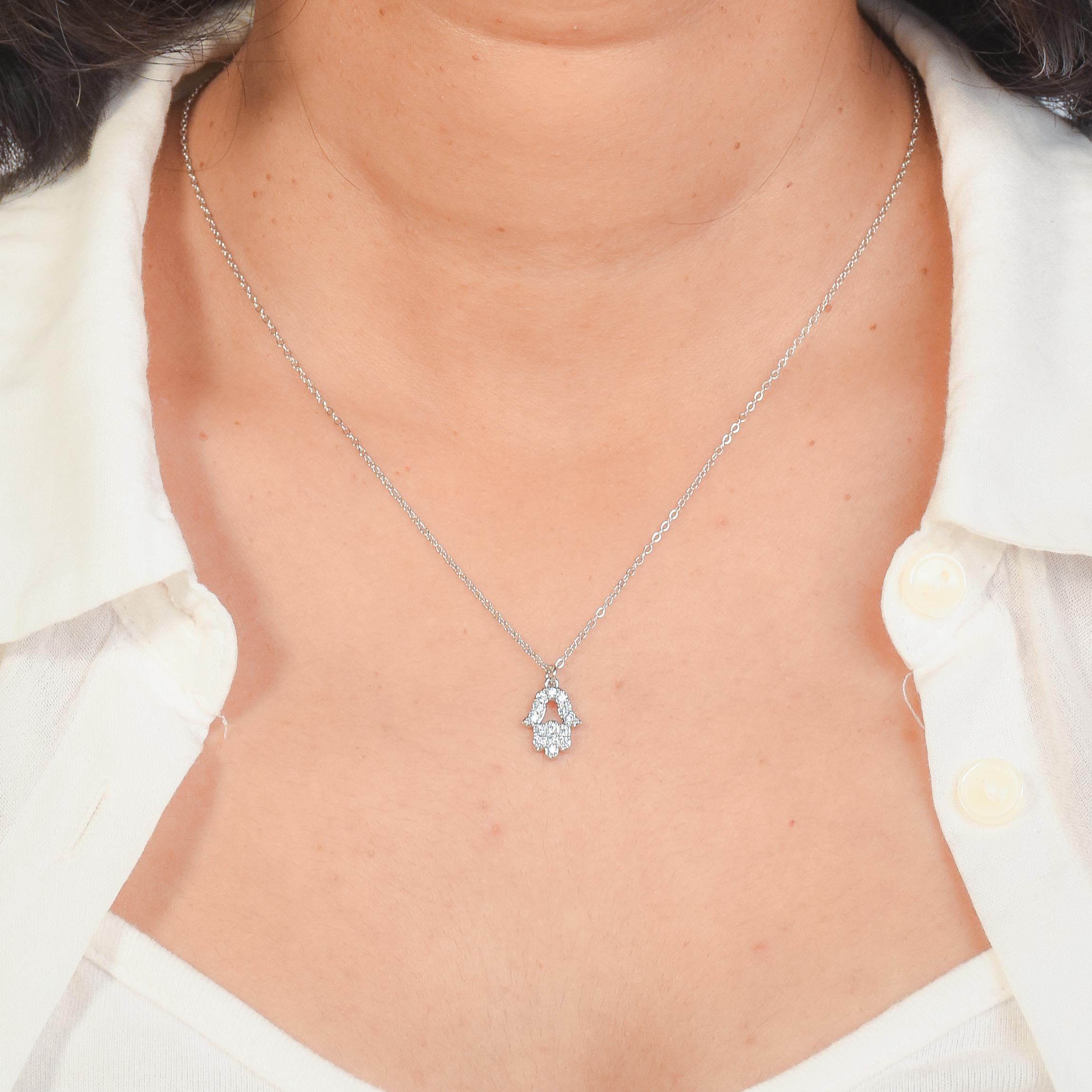 Glistening Hamsa Necklace