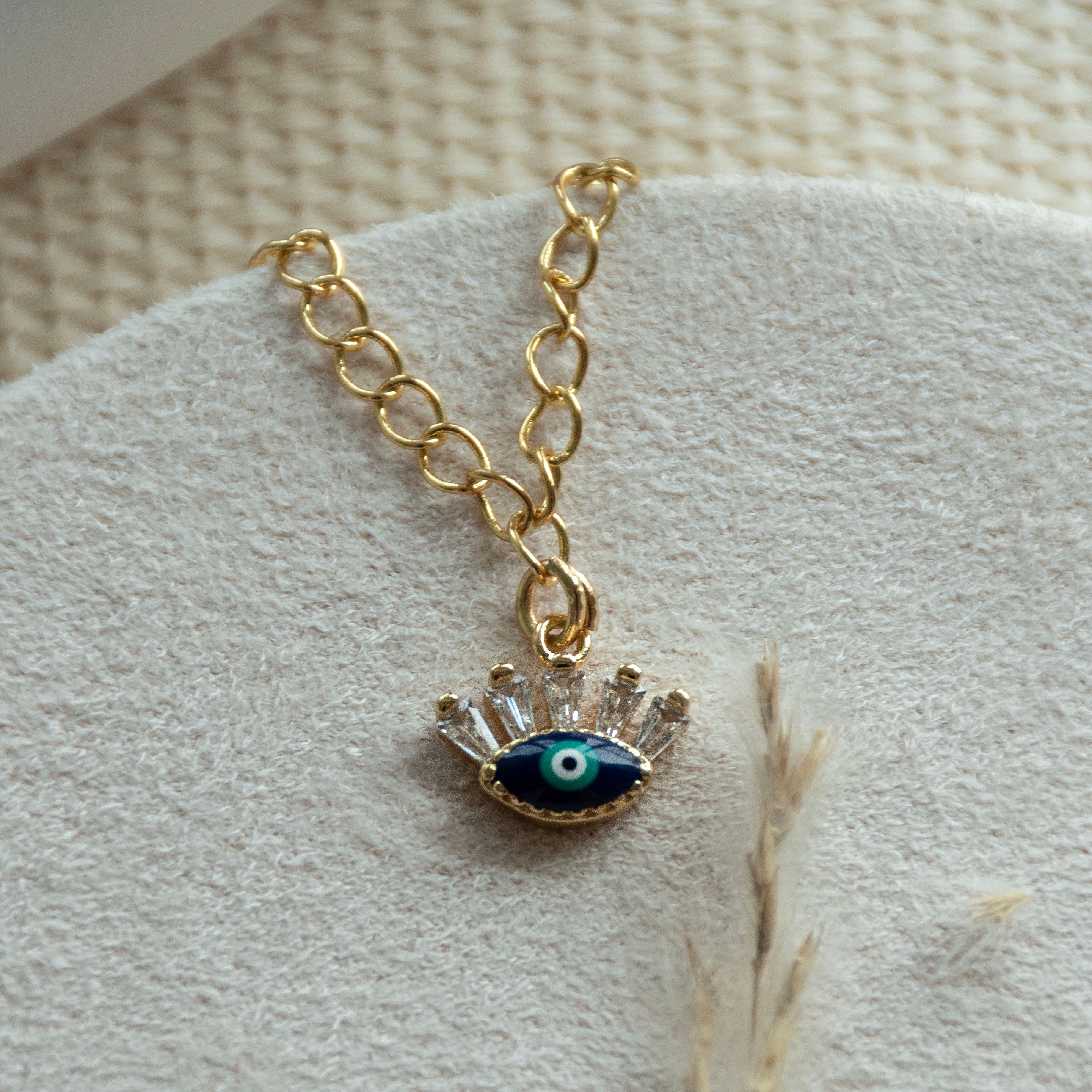 Golden Evil Eye Lash Watch Charm