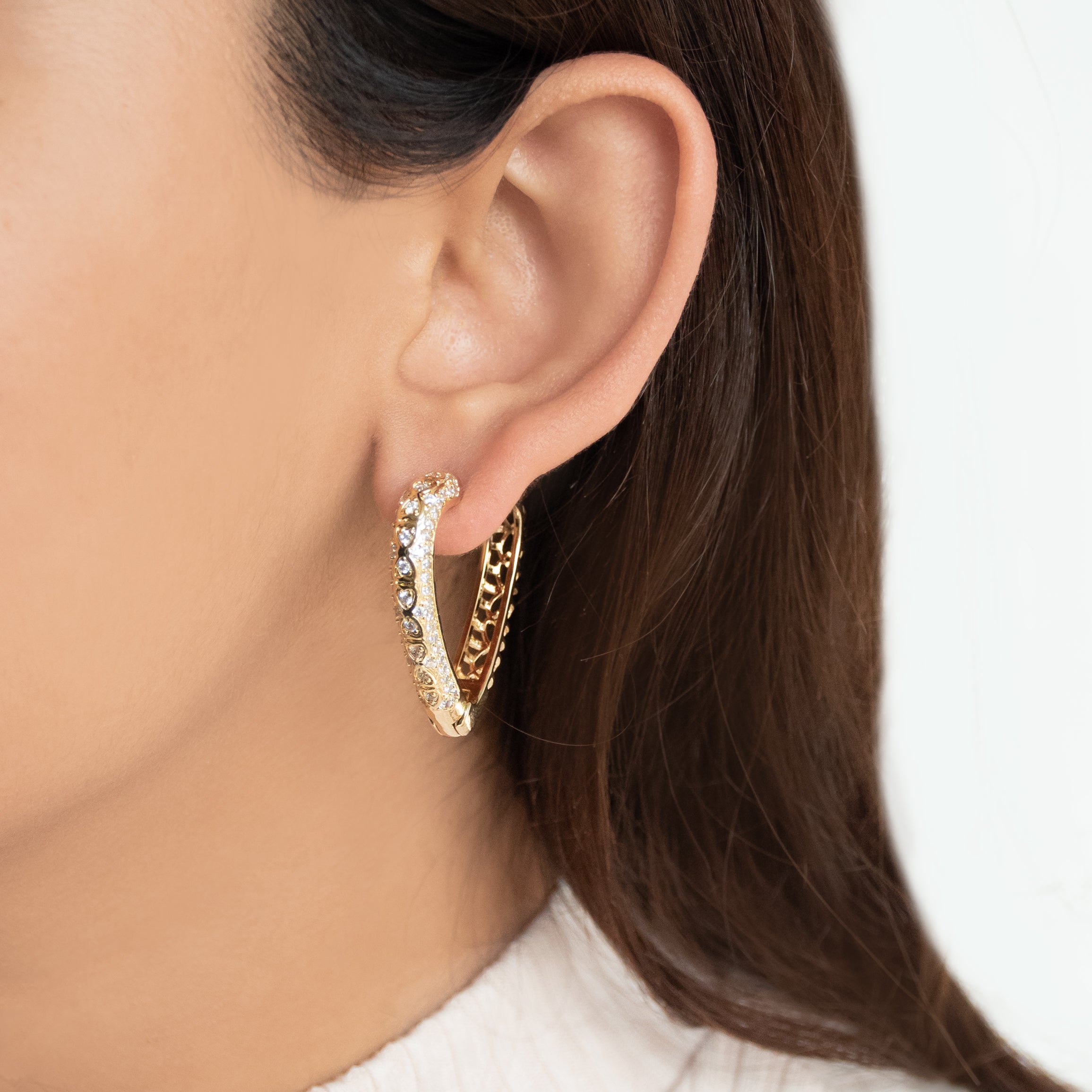 Studded Heart Hoop Earrings