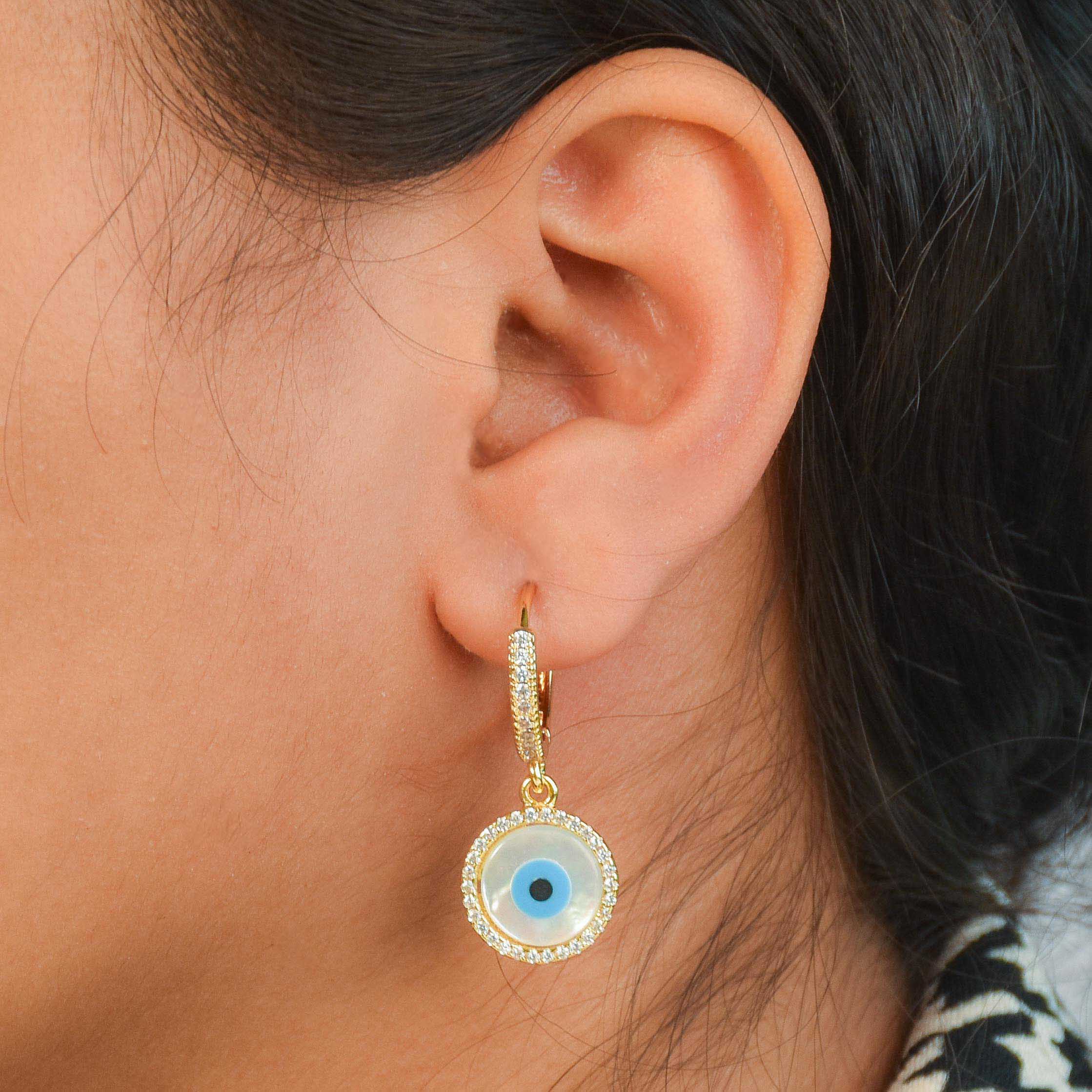 Circular Evil Eye Drop Earings